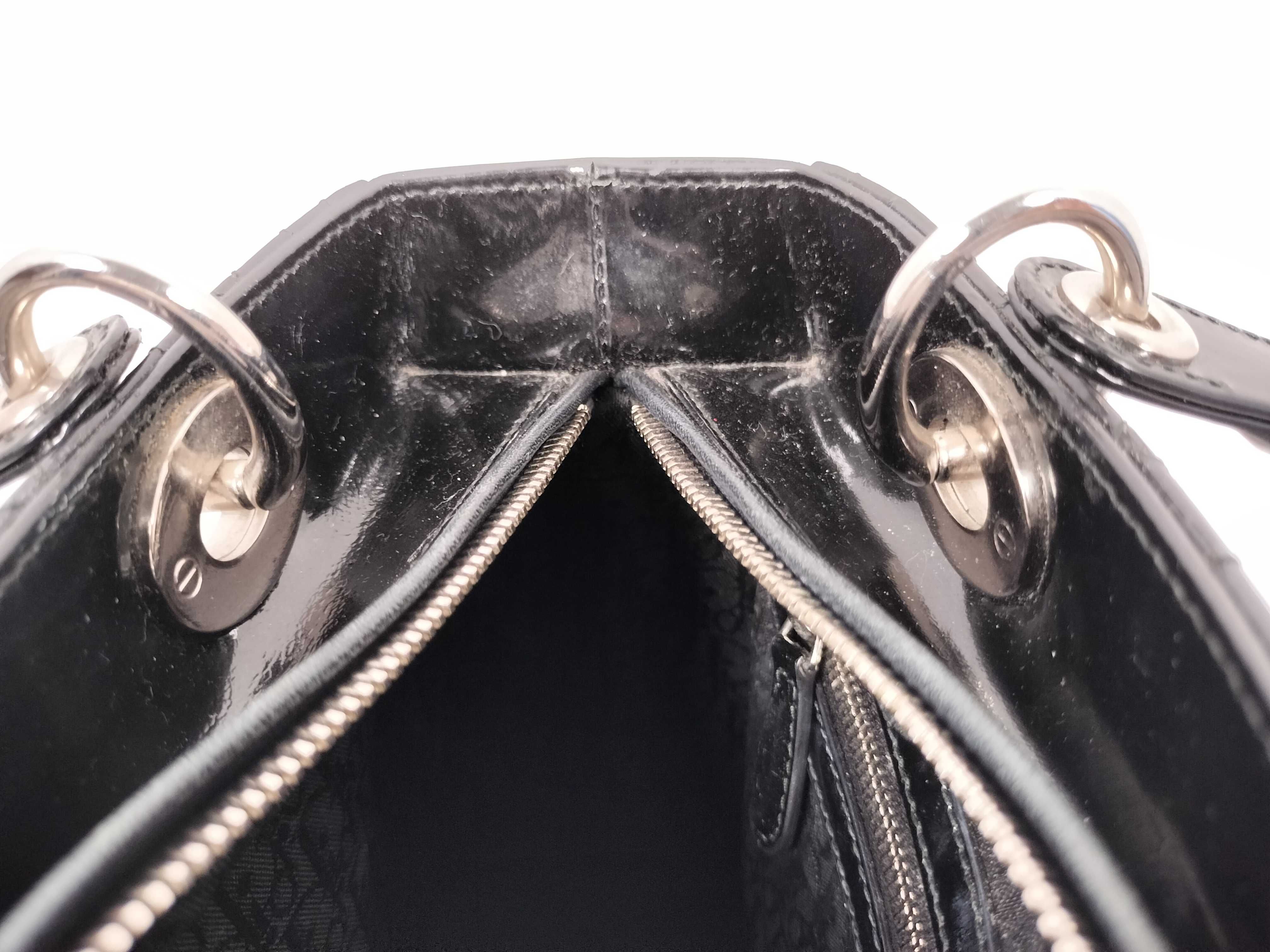 Lady Dior Medium Patent Cannage Black 2-way Handbag — view 9