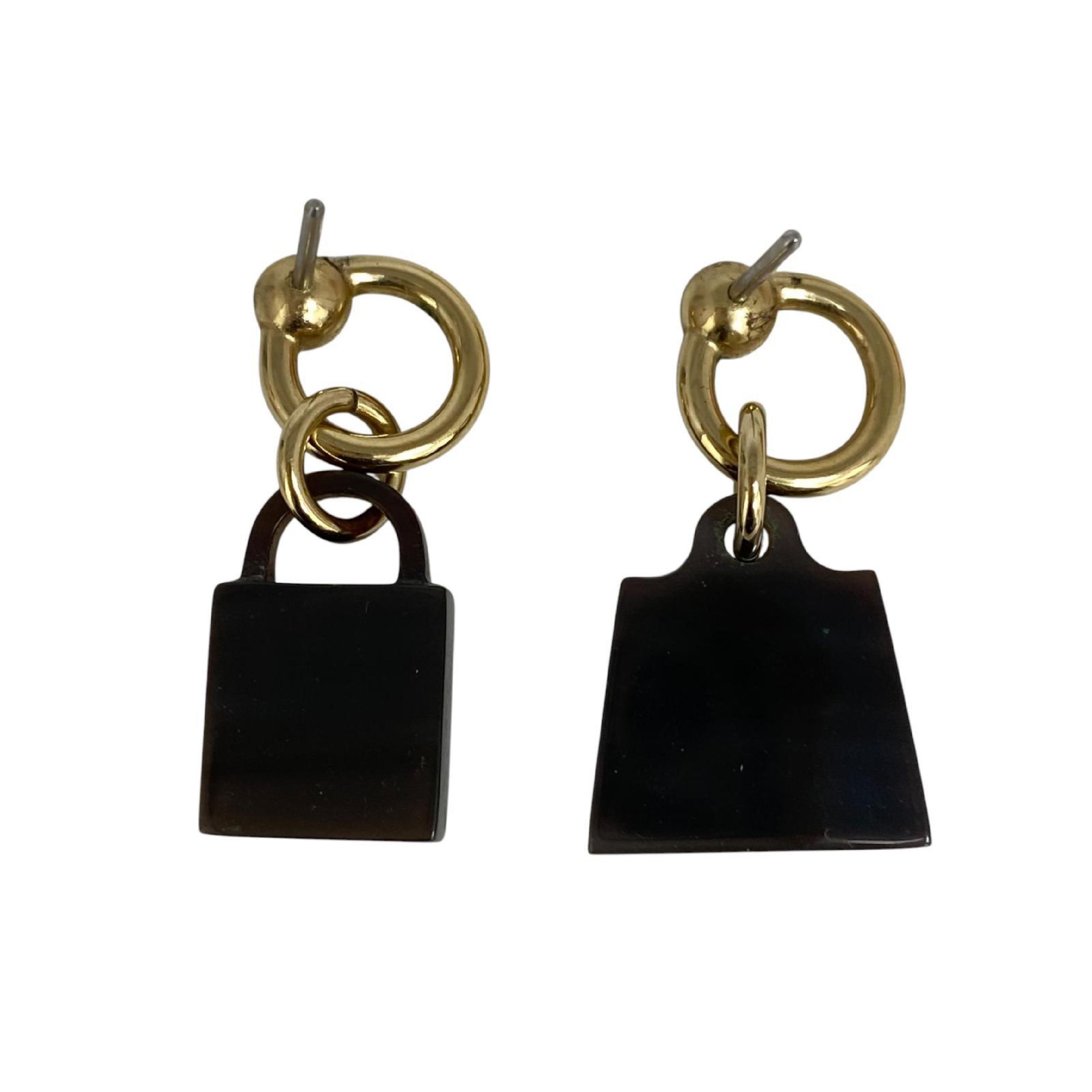 【*Shipped from: Hong Kong*】HERMES ( ) Black Gold Color Amulet Earrings — view 2