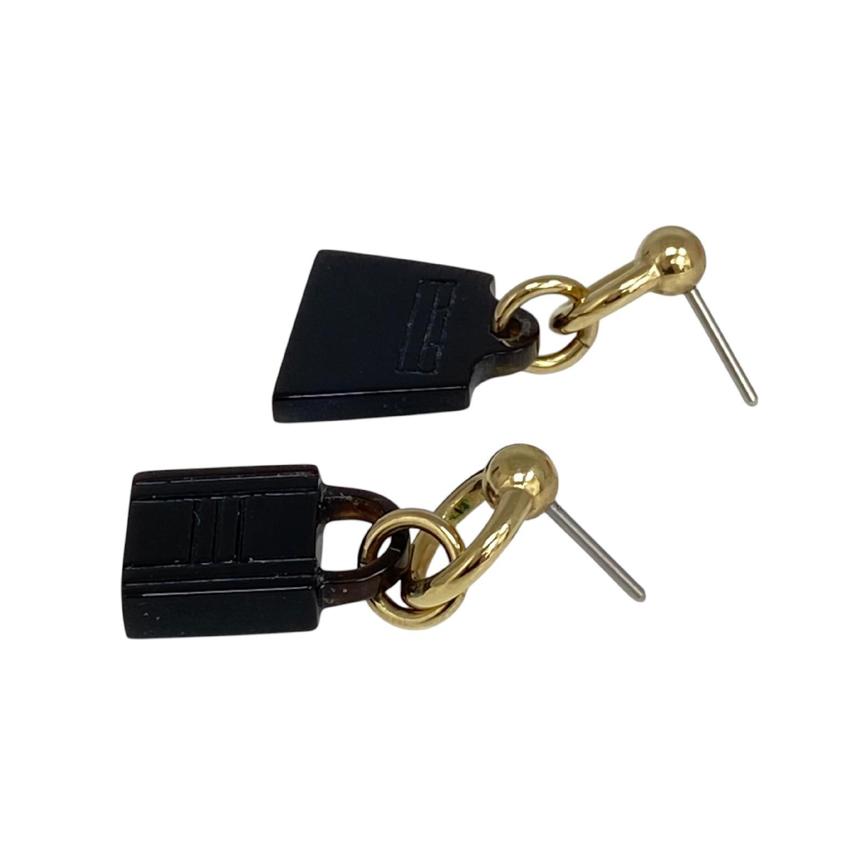 【*Shipped from: Hong Kong*】HERMES ( ) Black Gold Color Amulet Earrings — view 4