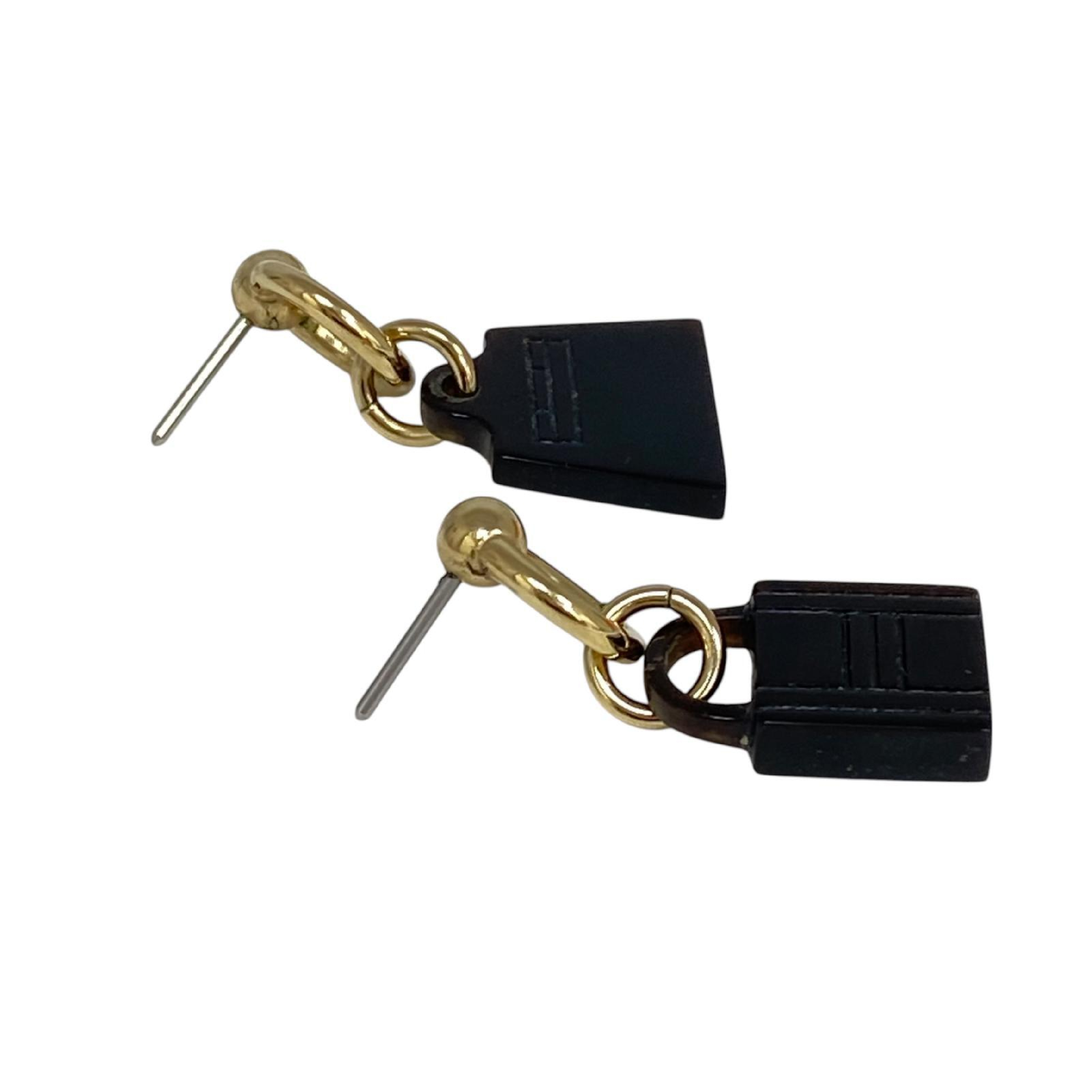 【*Shipped from: Hong Kong*】HERMES ( ) Black Gold Color Amulet Earrings — view 5