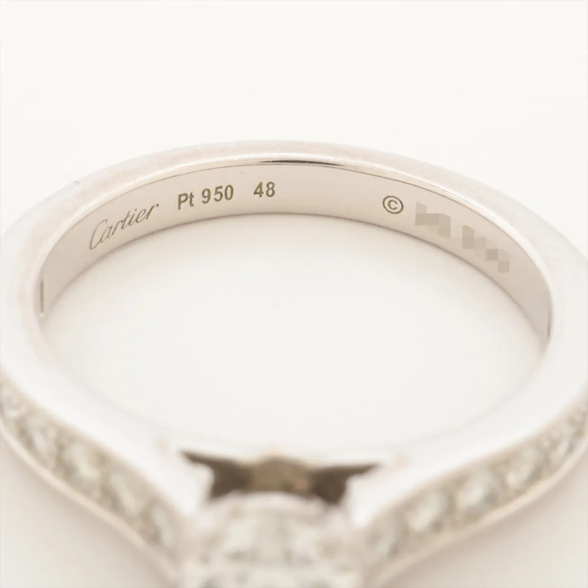 Solitaire 1895 Half Eternity Diamond Ring, Pt950, 4.4g, 0.50 diamonds, size 48, ZF3864, GIA 2013 issue, GIA No. 2156081738 — view 3