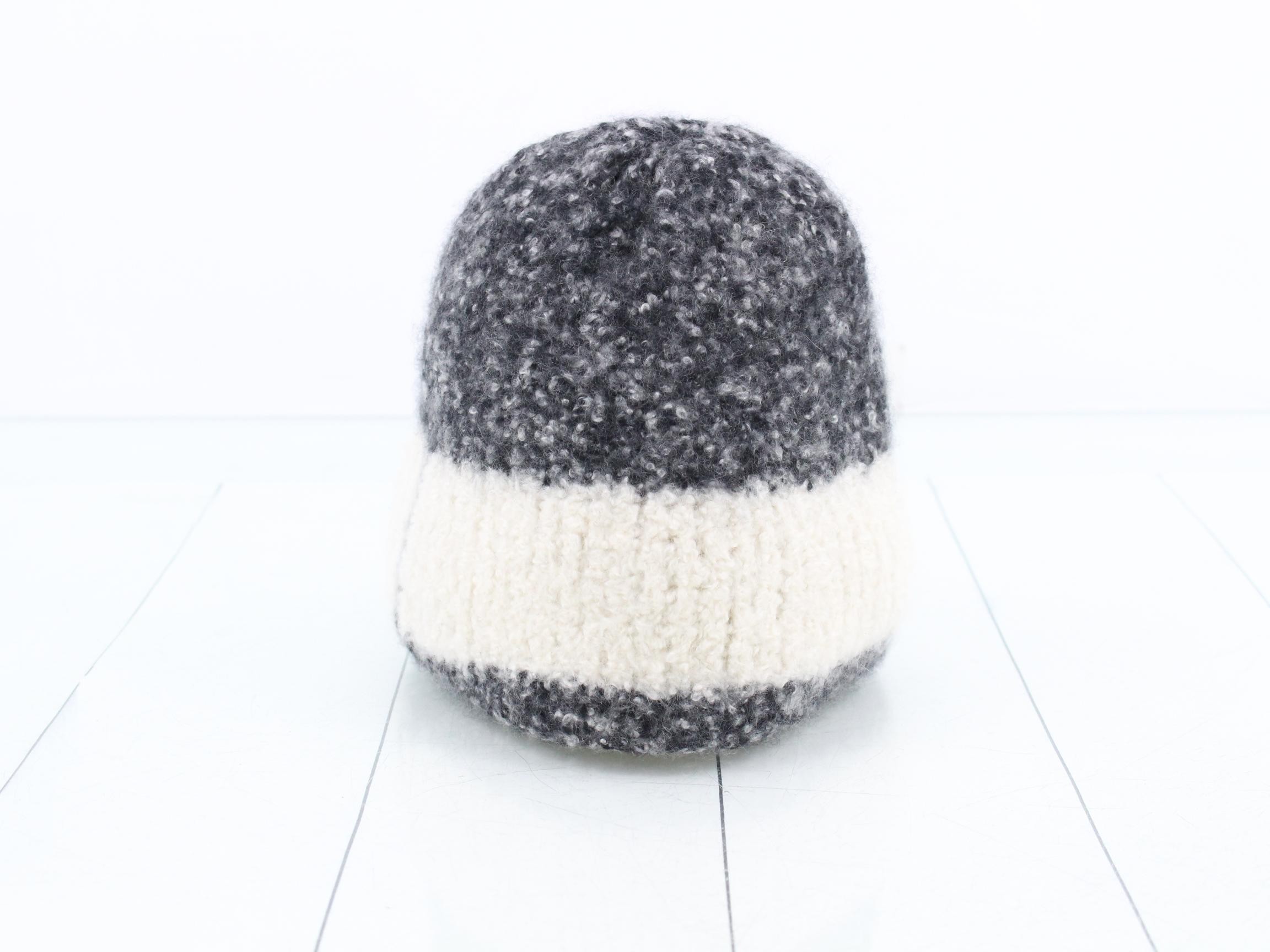 Coco Mark Knit Hat, Two-Tone Design, Black and White — view 2