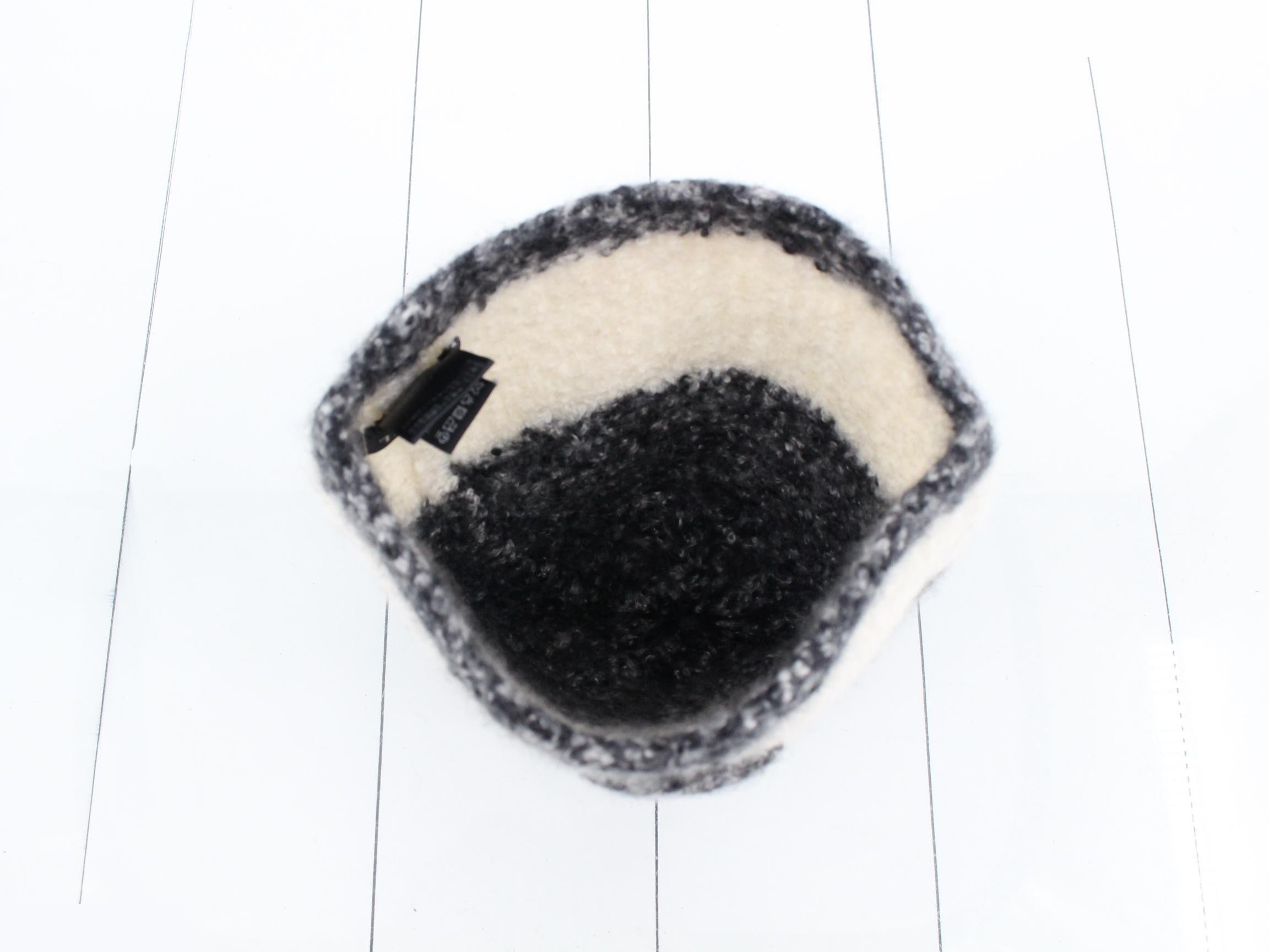 Coco Mark Knit Hat, Two-Tone Design, Black and White — view 3