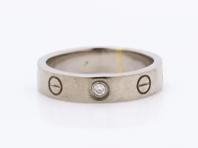 Mini Love Ring, 750WG, 1PD, #48 (actual size #9), width approx. 3.9mm, 4.5g