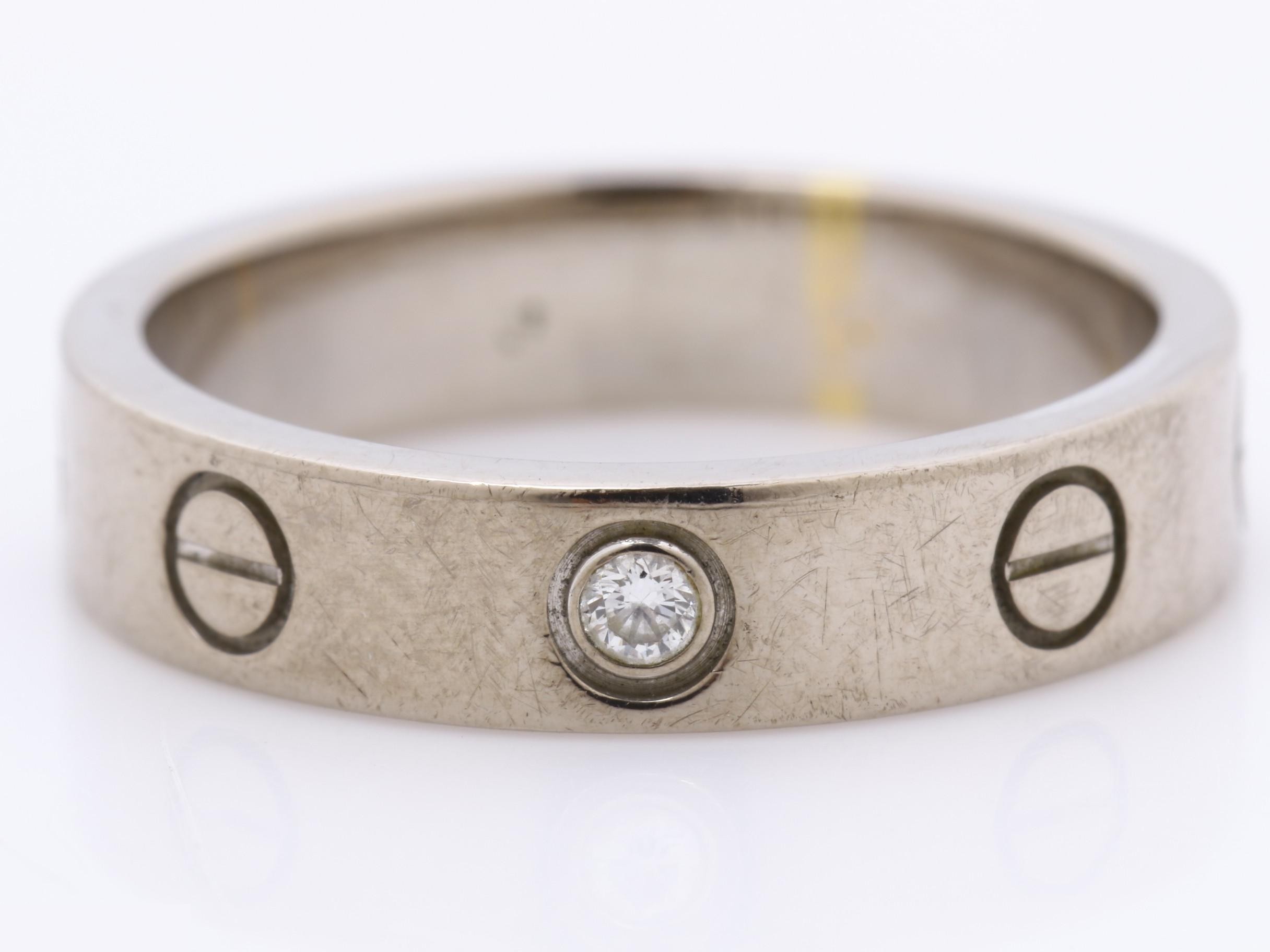 Mini Love Ring, 750WG, 1PD, #48 (actual size #9), width approx. 3.9mm, 4.5g — view 2