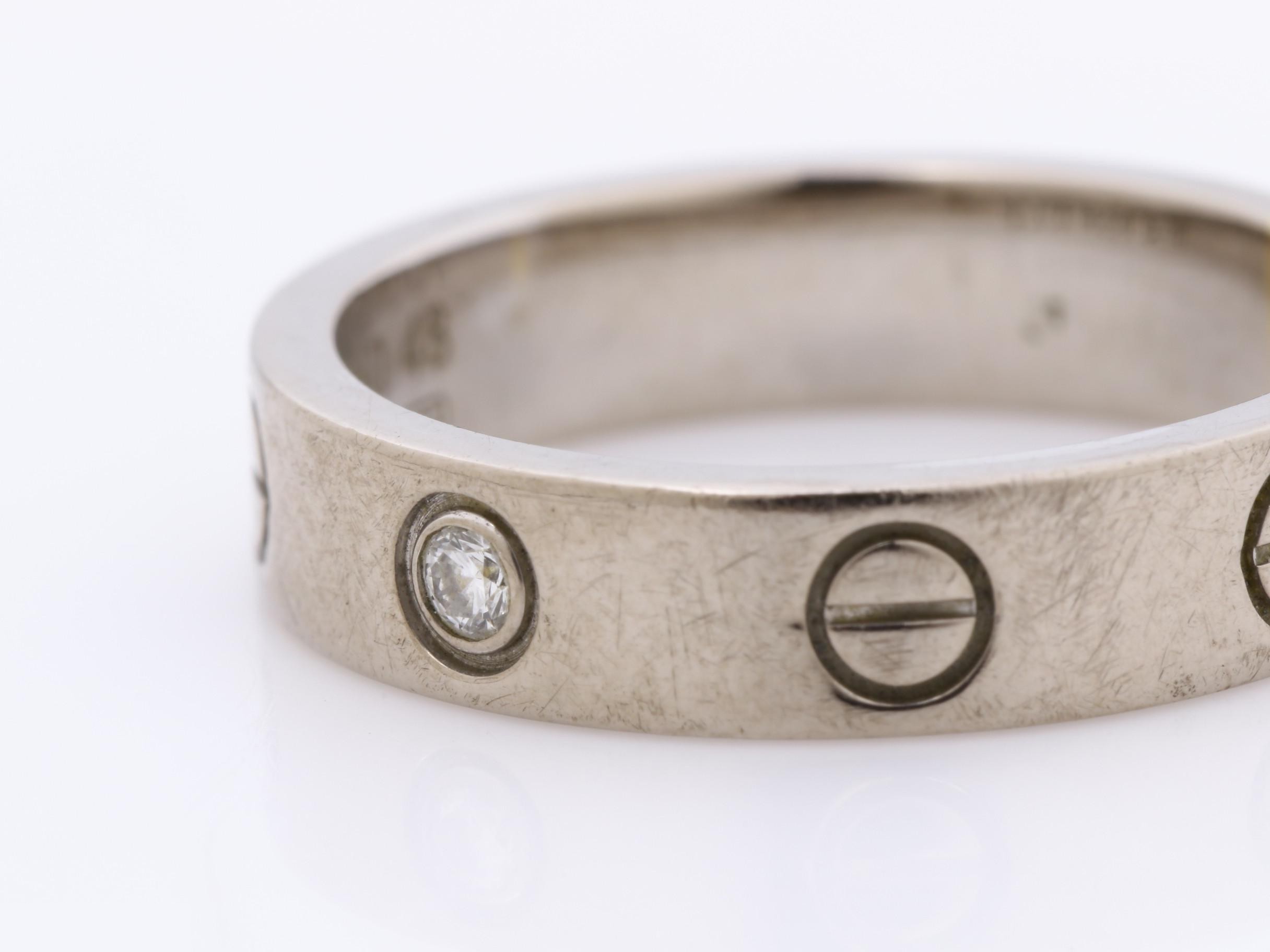 Mini Love Ring, 750WG, 1PD, #48 (actual size #9), width approx. 3.9mm, 4.5g — view 3