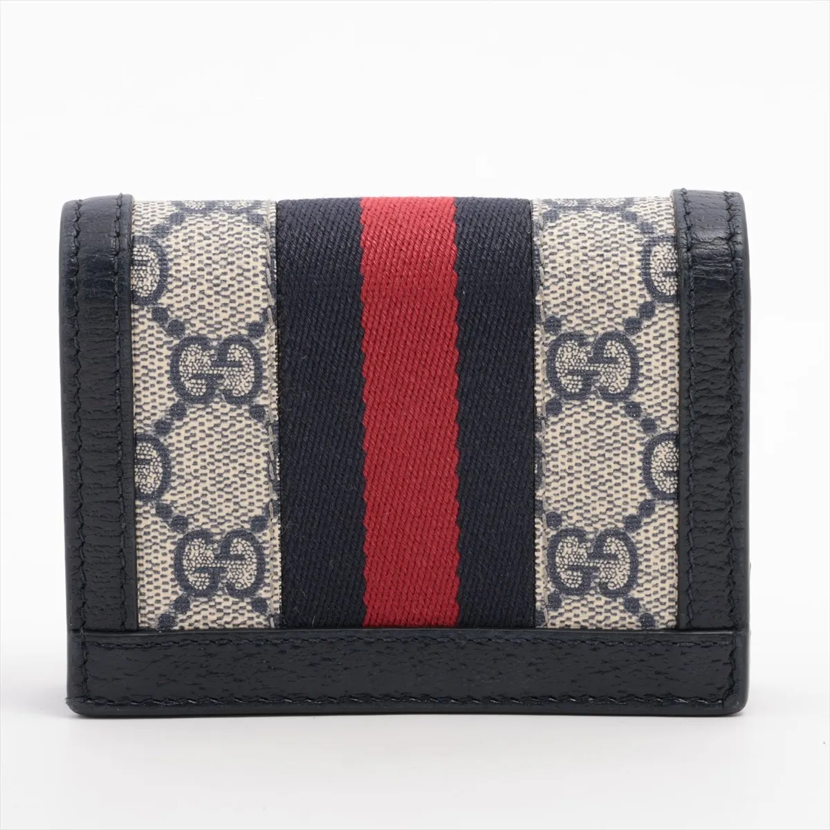 GG Supreme Ophidia 523155 PVC x Leather Compact Wallet Navy x Beige — view 2