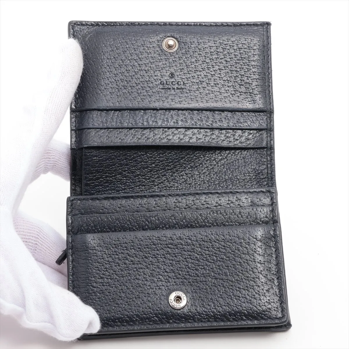 GG Supreme Ophidia 523155 PVC x Leather Compact Wallet Navy x Beige — view 3
