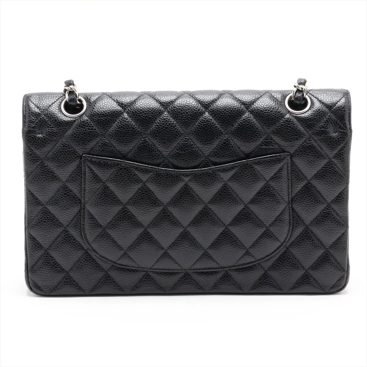 [Individually packaged] Chanel Matelassé 25 Caviar Skin Double Flap Double Chain Bag, Black with Silver Hardware, 18795591, Serial Number 18, Series A01112 — view 2