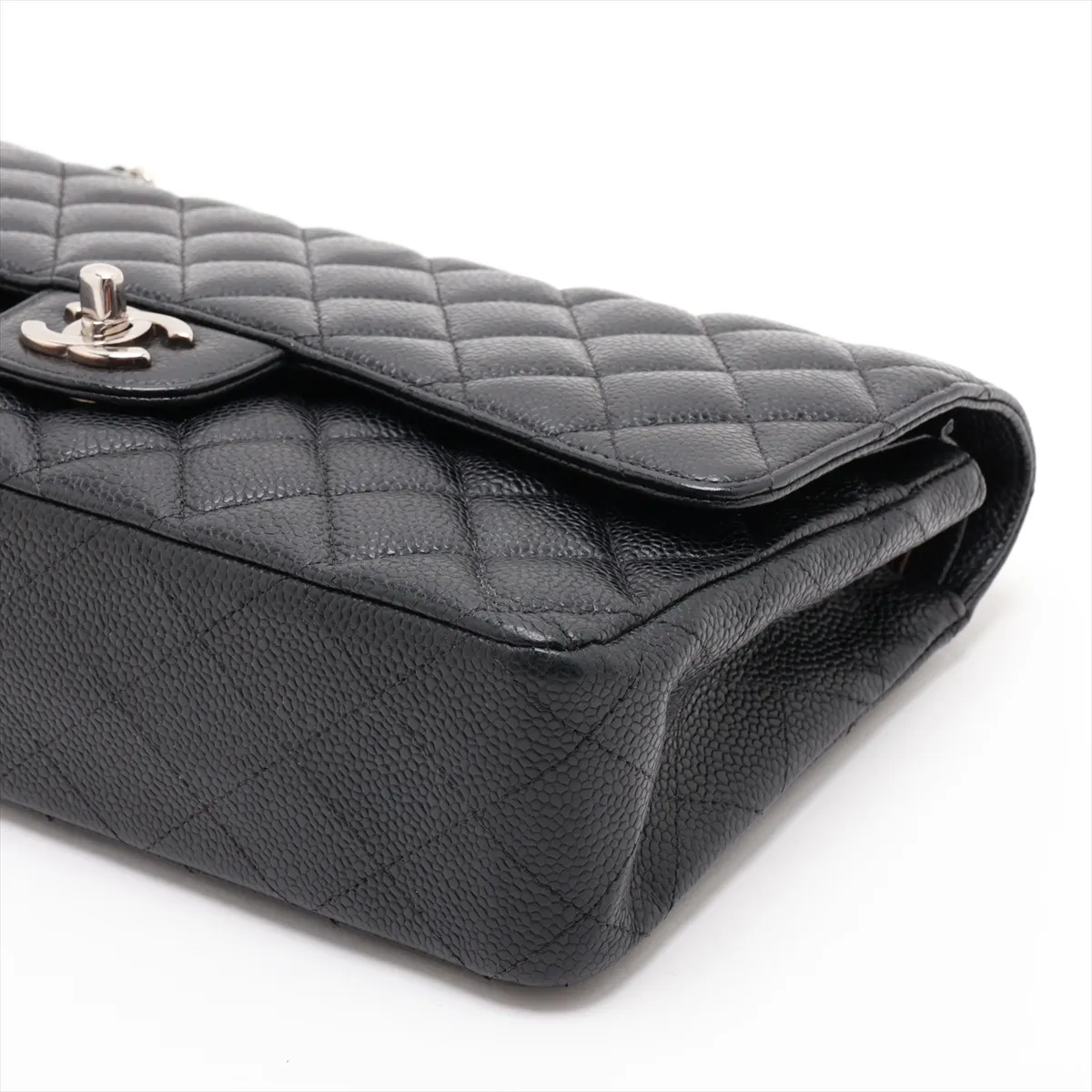 [Individually packaged] Chanel Matelassé 25 Caviar Skin Double Flap Double Chain Bag, Black with Silver Hardware, 18795591, Serial Number 18, Series A01112 — view 3