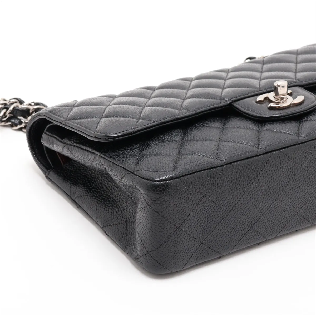 [Individually packaged] Chanel Matelassé 25 Caviar Skin Double Flap Double Chain Bag, Black with Silver Hardware, 18795591, Serial Number 18, Series A01112 — view 4