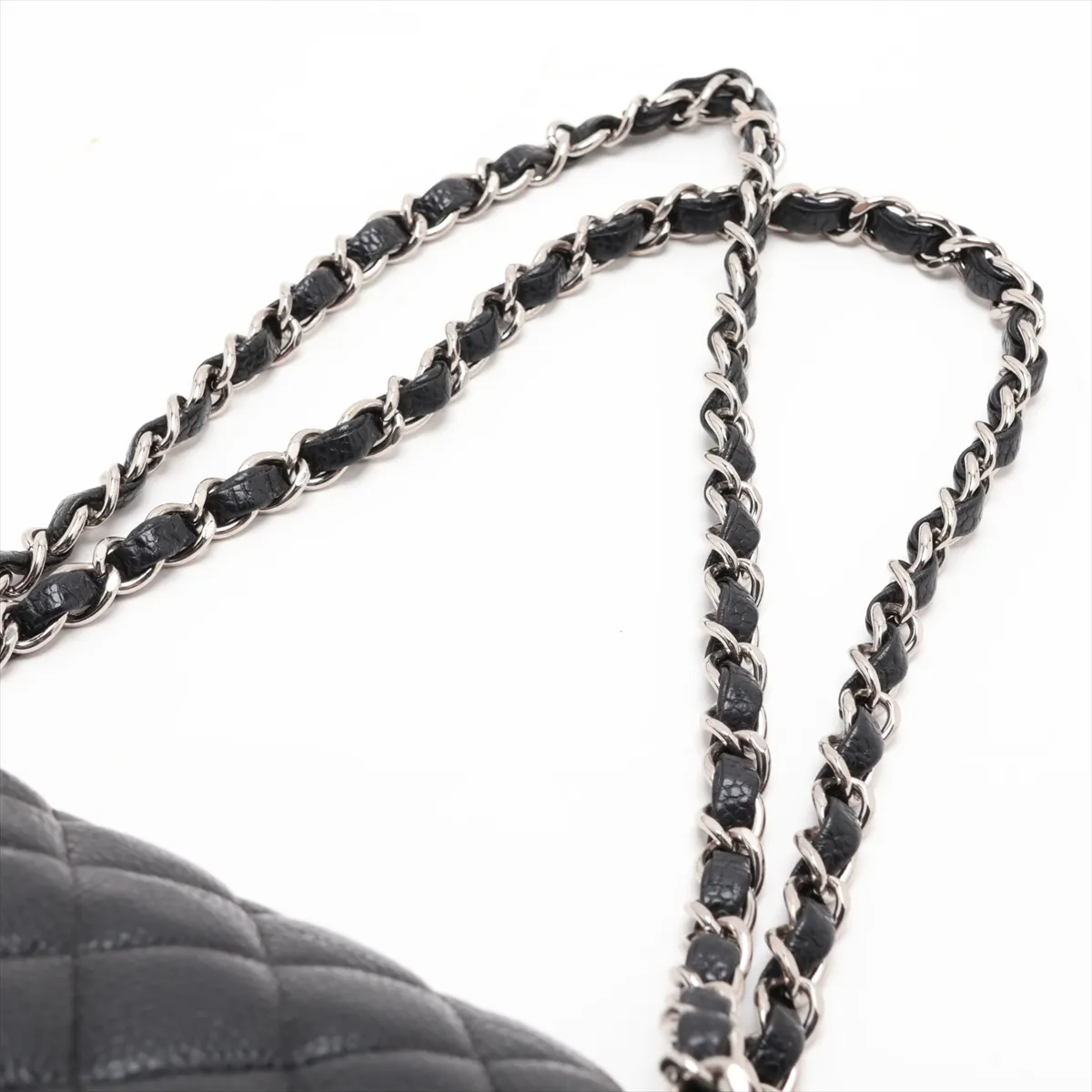 [Individually packaged] Chanel Matelassé 25 Caviar Skin Double Flap Double Chain Bag, Black with Silver Hardware, 18795591, Serial Number 18, Series A01112 — view 5