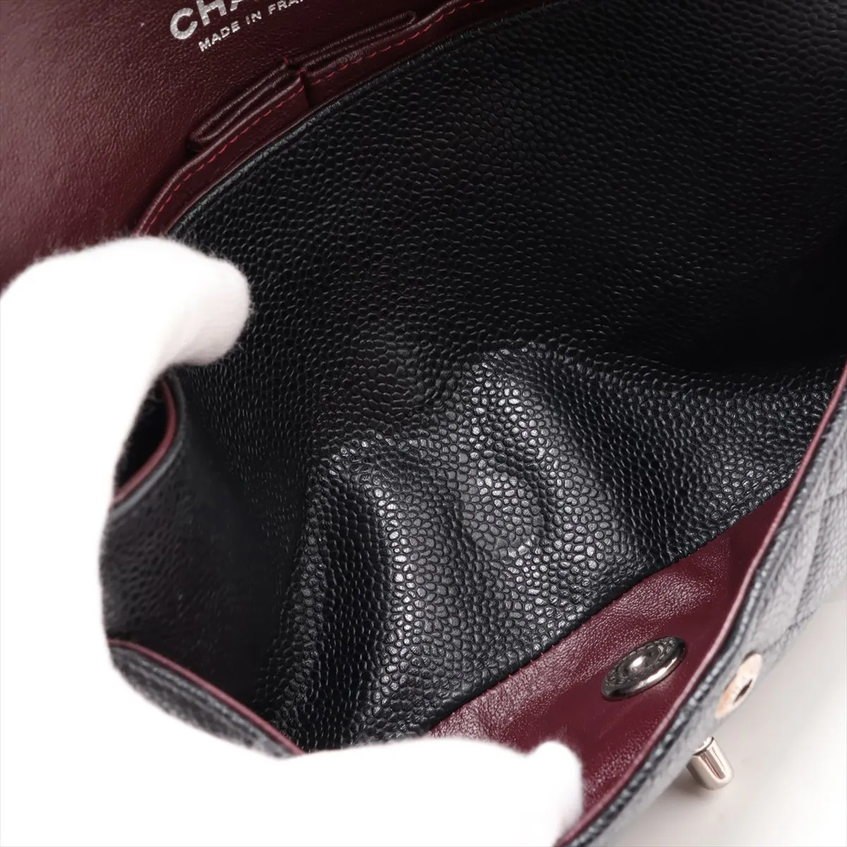 [Individually packaged] Chanel Matelassé 25 Caviar Skin Double Flap Double Chain Bag, Black with Silver Hardware, 18795591, Serial Number 18, Series A01112 — view 6
