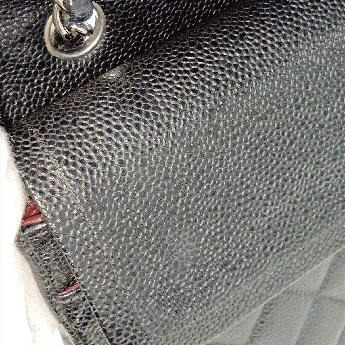 [Individually packaged] Chanel Matelassé 25 Caviar Skin Double Flap Double Chain Bag, Black with Silver Hardware, 18795591, Serial Number 18, Series A01112 — view 9