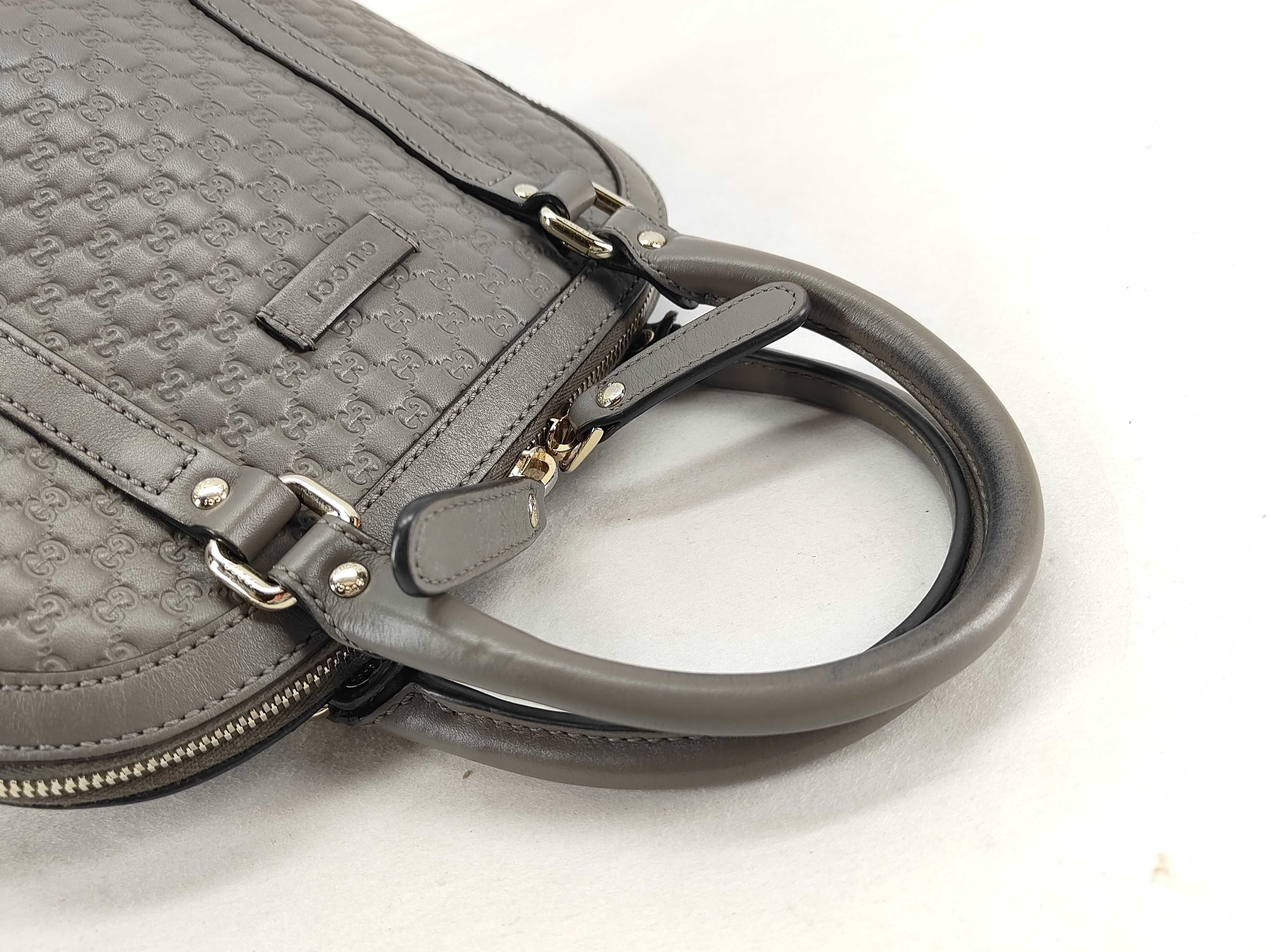 Microguccissima 2-Way Handbag 449654 Leather Gray with Strap — view 4