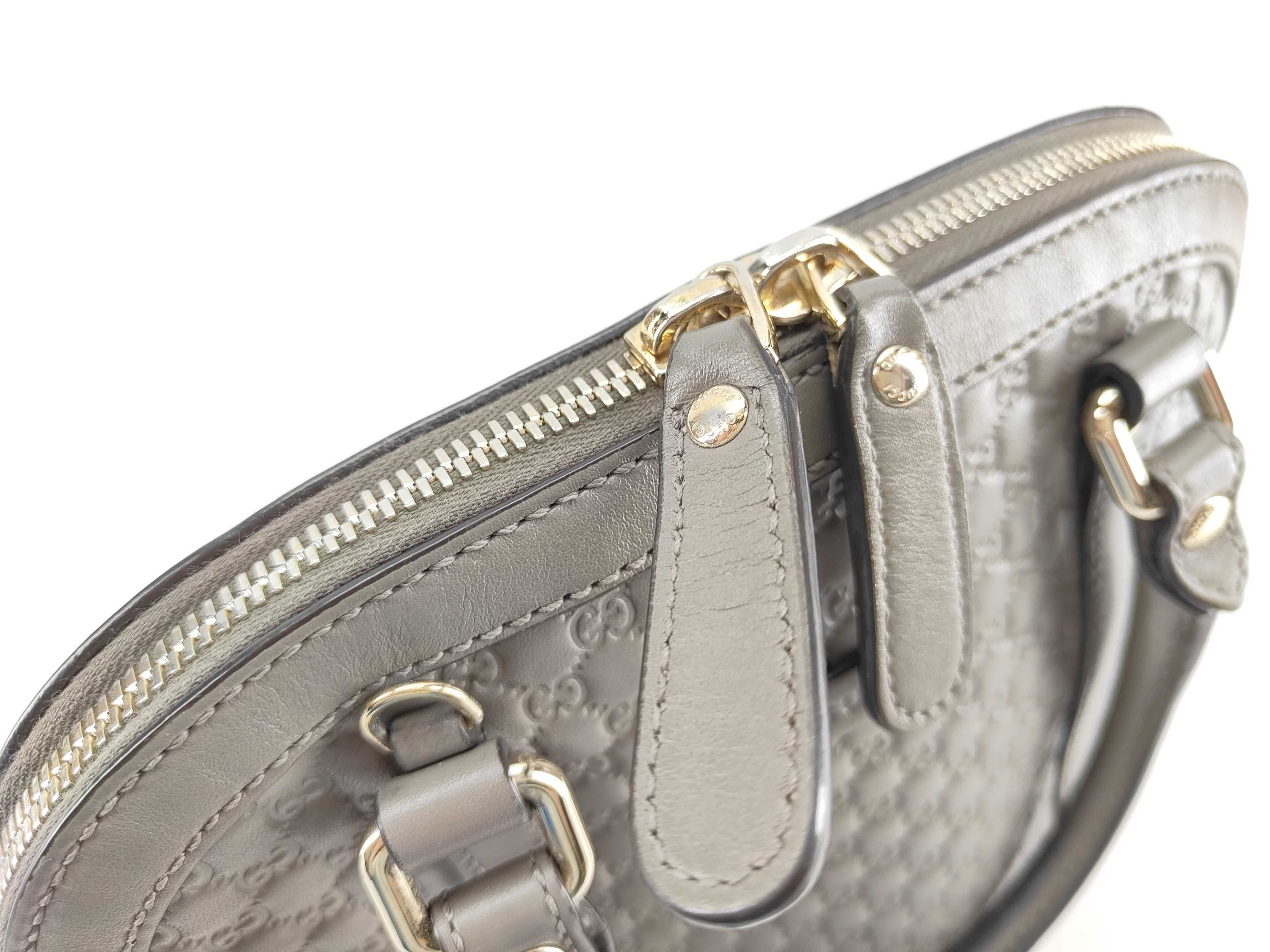 Microguccissima 2-Way Handbag 449654 Leather Gray with Strap — view 6