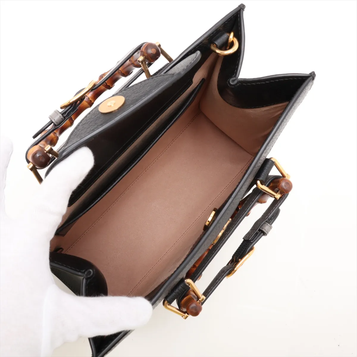 Bamboo Diana 702721 Leather 2-Way Handbag, Black — view 8