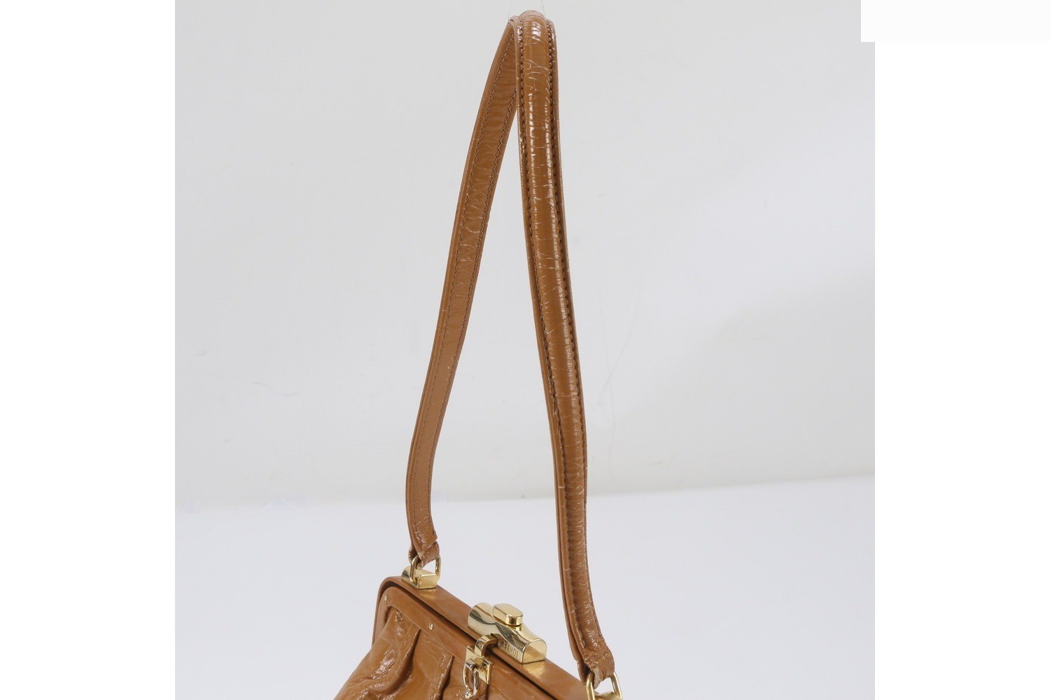 Leather shoulder bag with clasp closure, handbag style, genuine leather, brown. — view 2