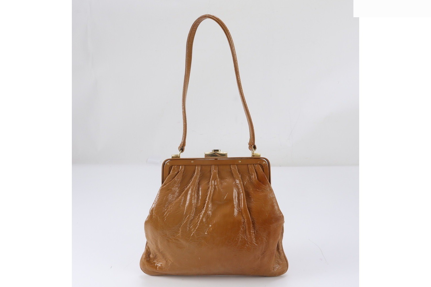 Leather shoulder bag with clasp closure, handbag style, genuine leather, brown. — view 3