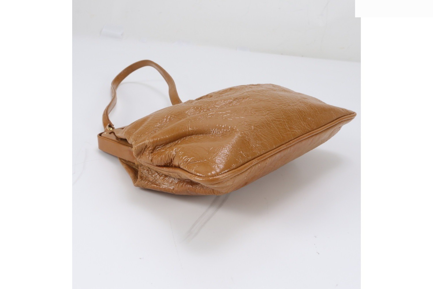 Leather shoulder bag with clasp closure, handbag style, genuine leather, brown. — view 4