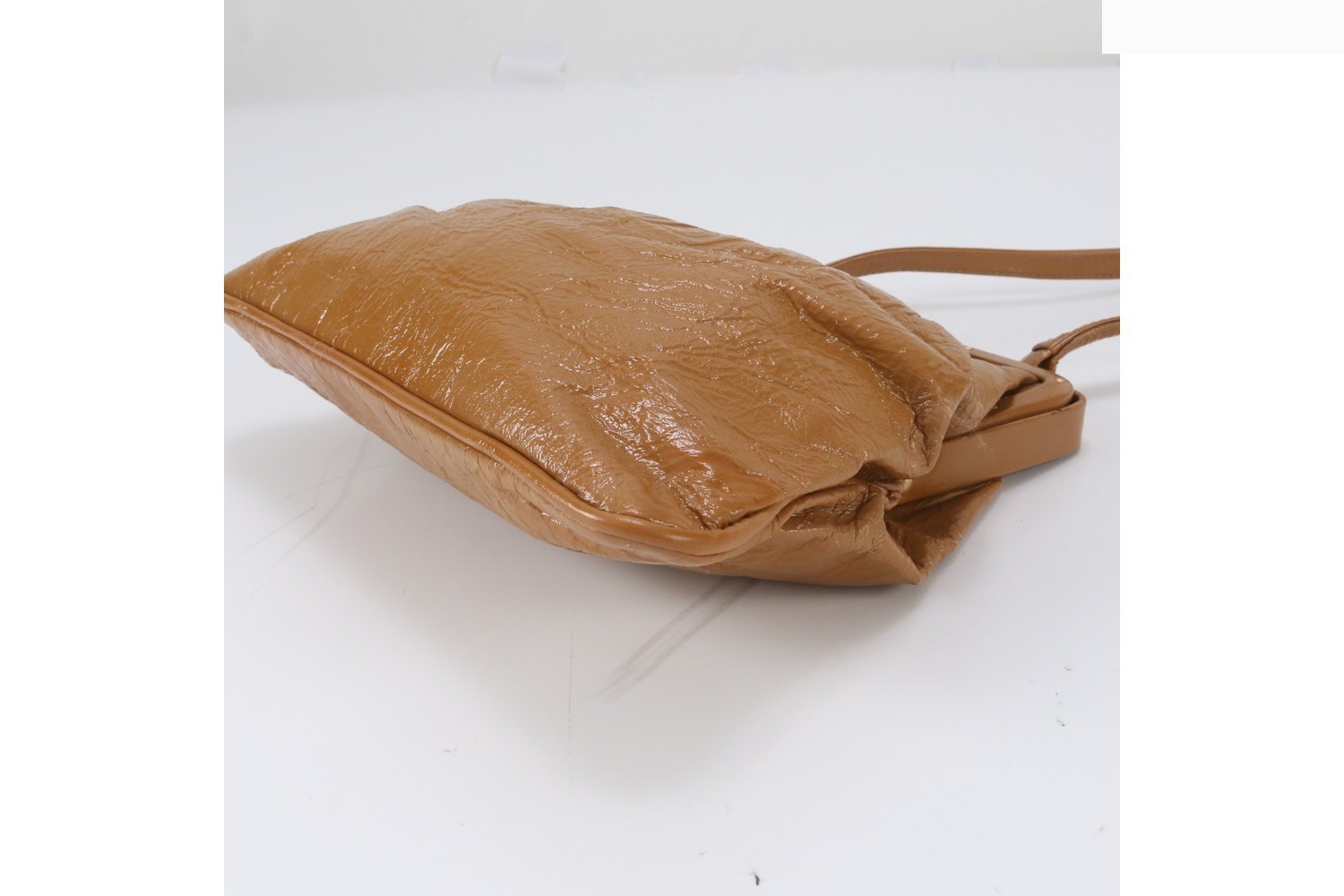 Leather shoulder bag with clasp closure, handbag style, genuine leather, brown. — view 6