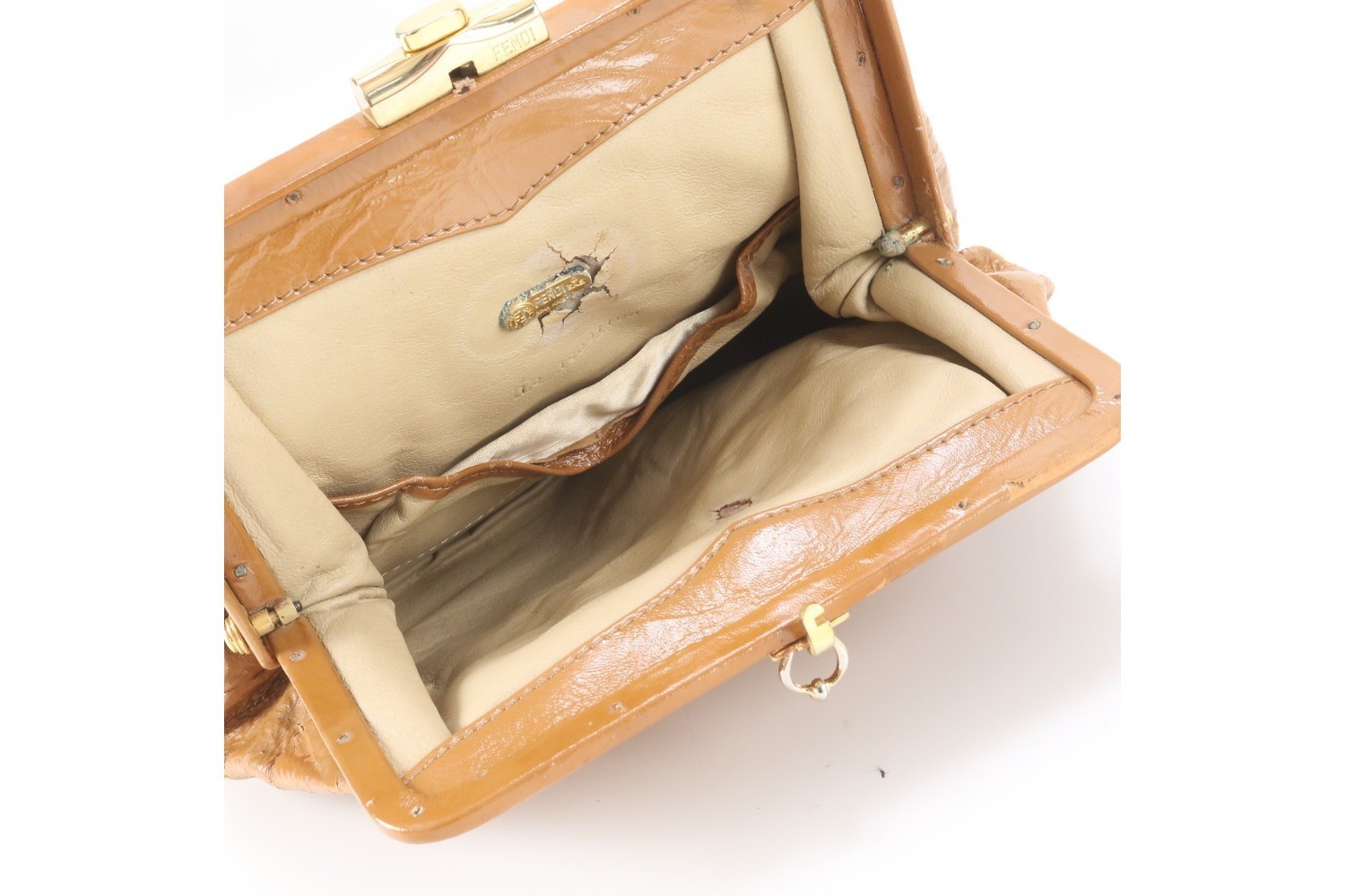 Leather shoulder bag with clasp closure, handbag style, genuine leather, brown. — view 7