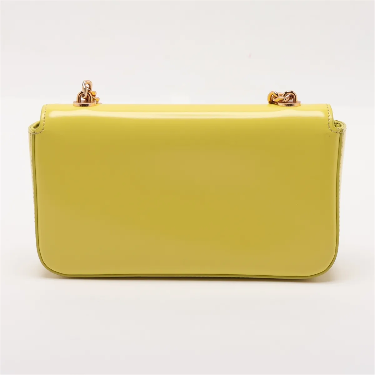 Cuir Triomphe Leather Chain Shoulder Bag, Yellow — view 2