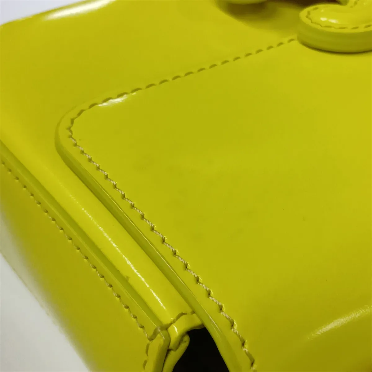 Cuir Triomphe Leather Chain Shoulder Bag, Yellow — view 11