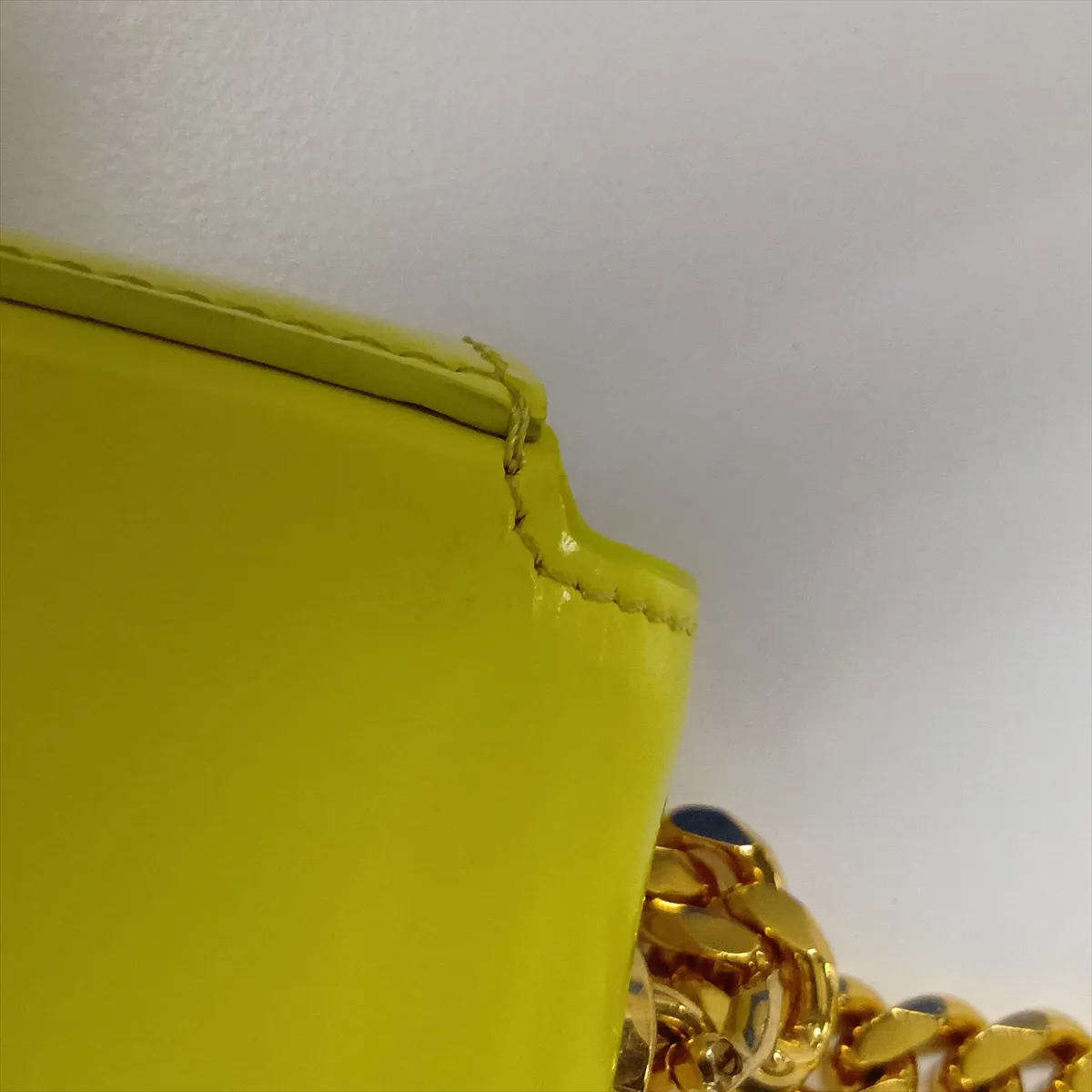 Cuir Triomphe Leather Chain Shoulder Bag, Yellow — view 13
