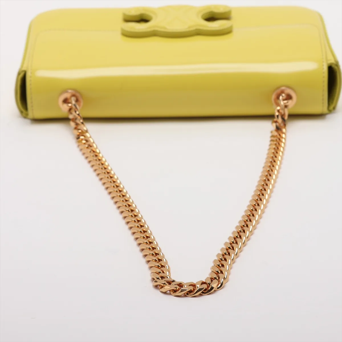 Cuir Triomphe Leather Chain Shoulder Bag, Yellow — view 5