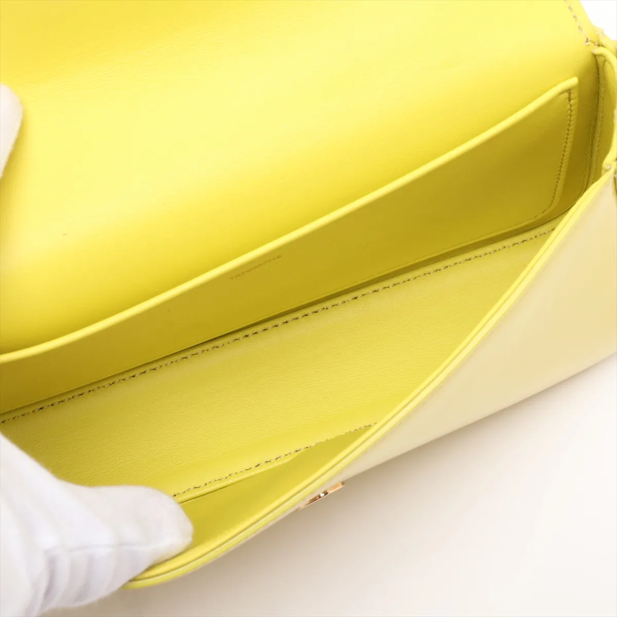 Cuir Triomphe Leather Chain Shoulder Bag, Yellow — view 7