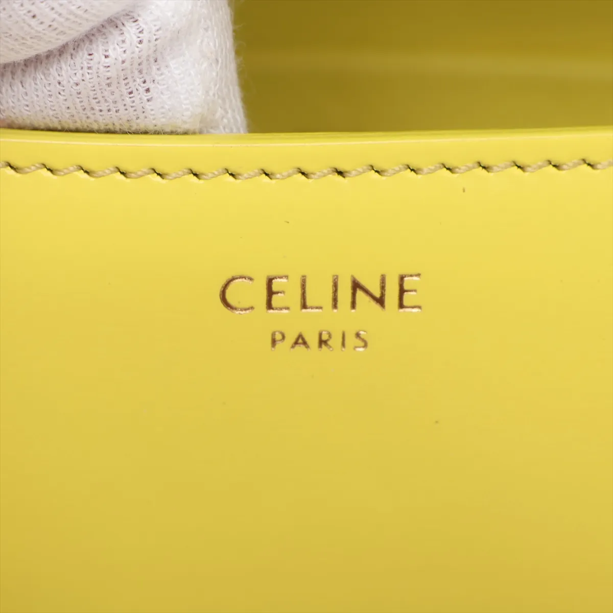 Cuir Triomphe Leather Chain Shoulder Bag, Yellow — view 10