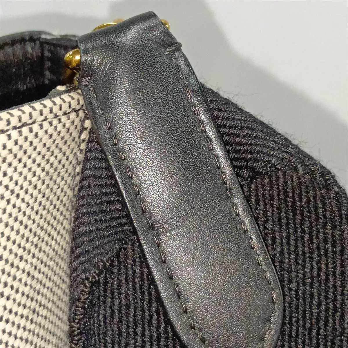 Sangle Bucket Small Canvas x Leather Shoulder Bag, Gray — view 15