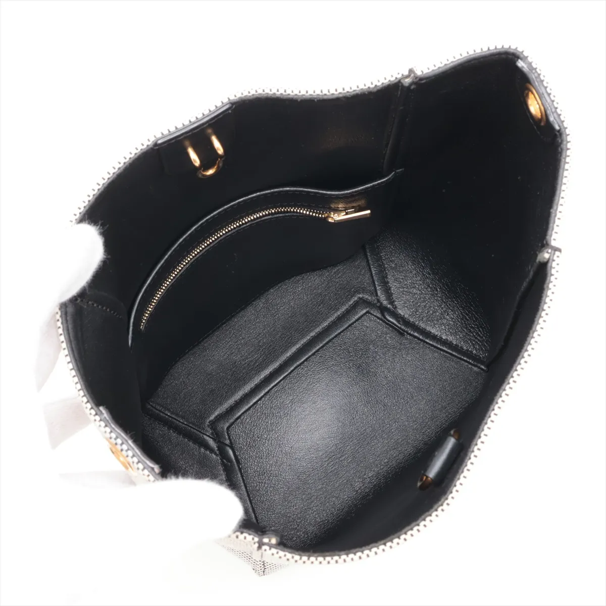 Sangle Bucket Small Canvas x Leather Shoulder Bag, Gray — view 6