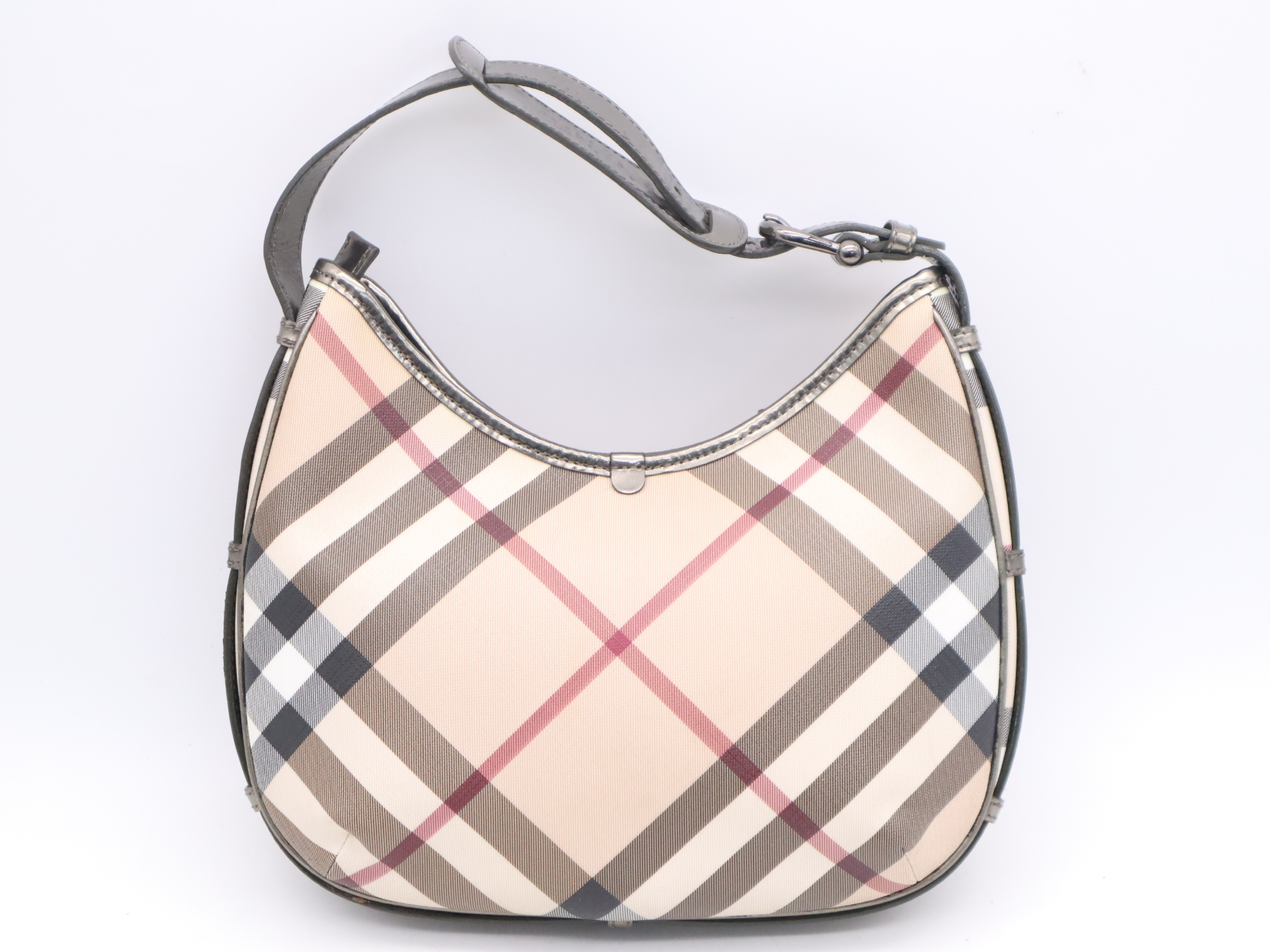 Canvas Nova Check Pattern One-Shoulder Bag, Beige, Silver Hardware, Shoulder Bag — view 2