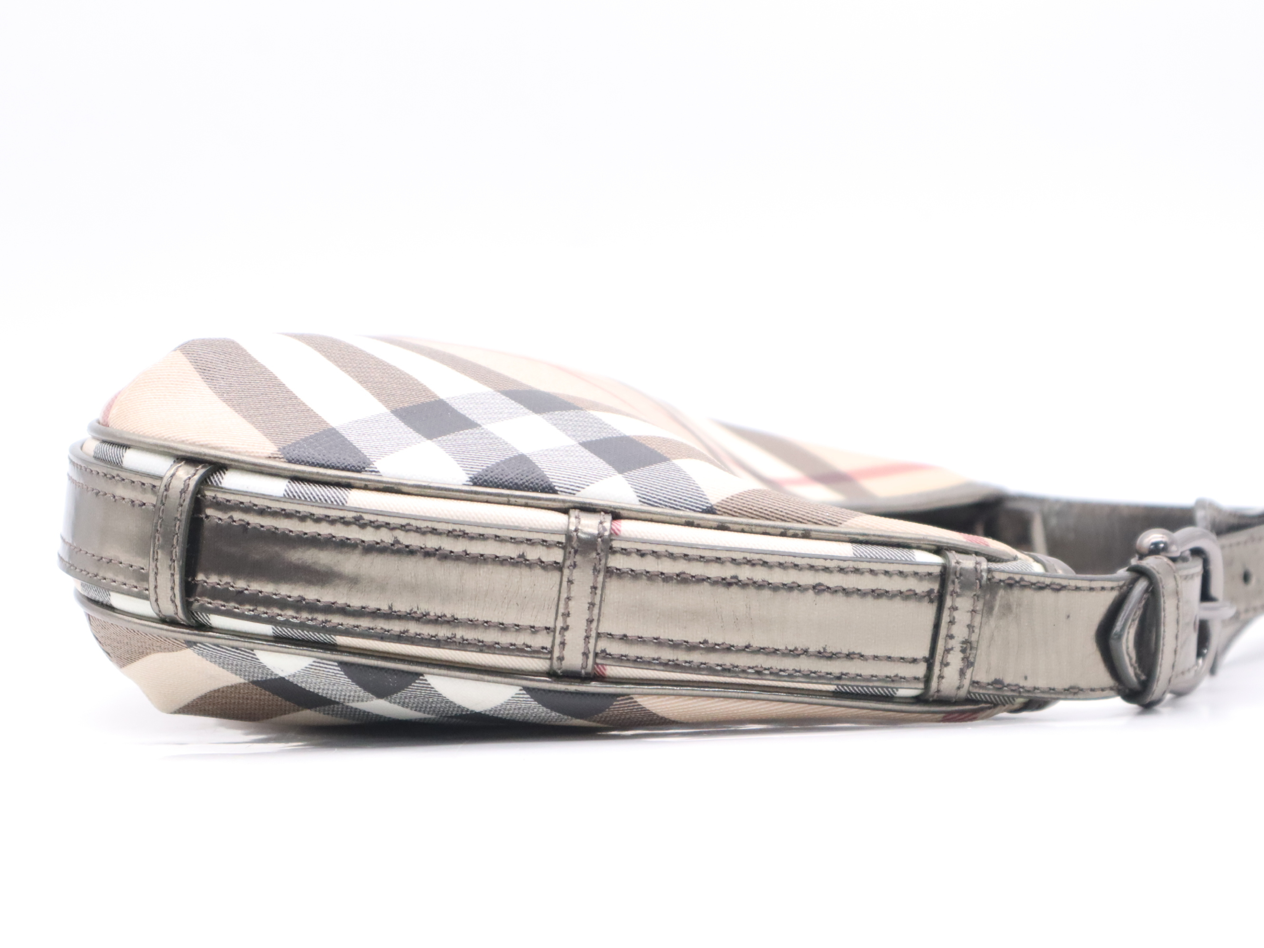 Canvas Nova Check Pattern One-Shoulder Bag, Beige, Silver Hardware, Shoulder Bag — view 5