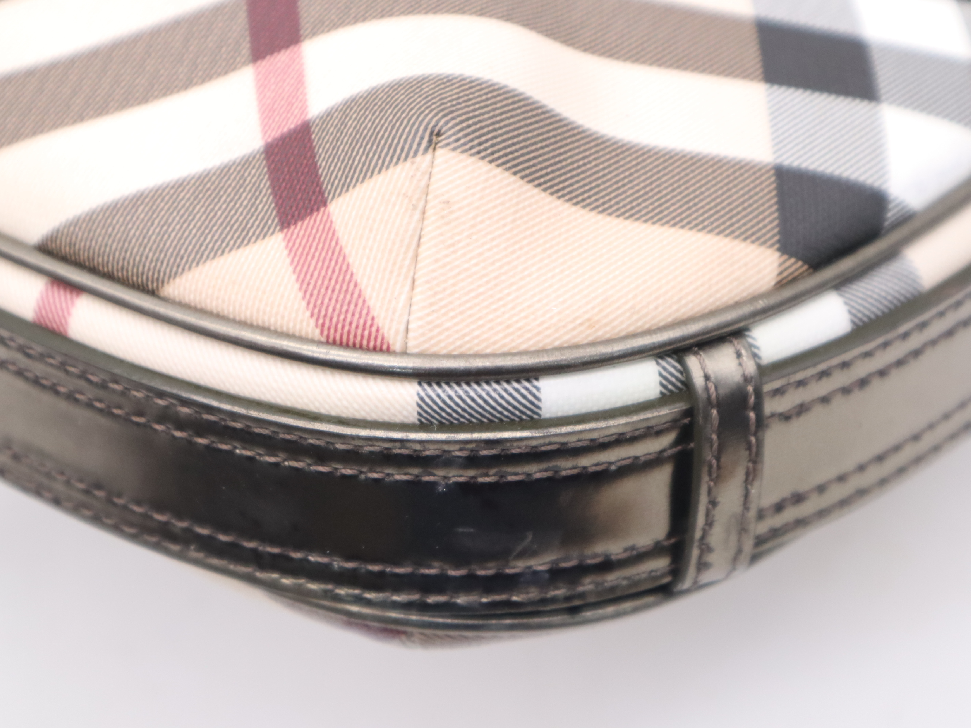 Canvas Nova Check Pattern One-Shoulder Bag, Beige, Silver Hardware, Shoulder Bag — view 9