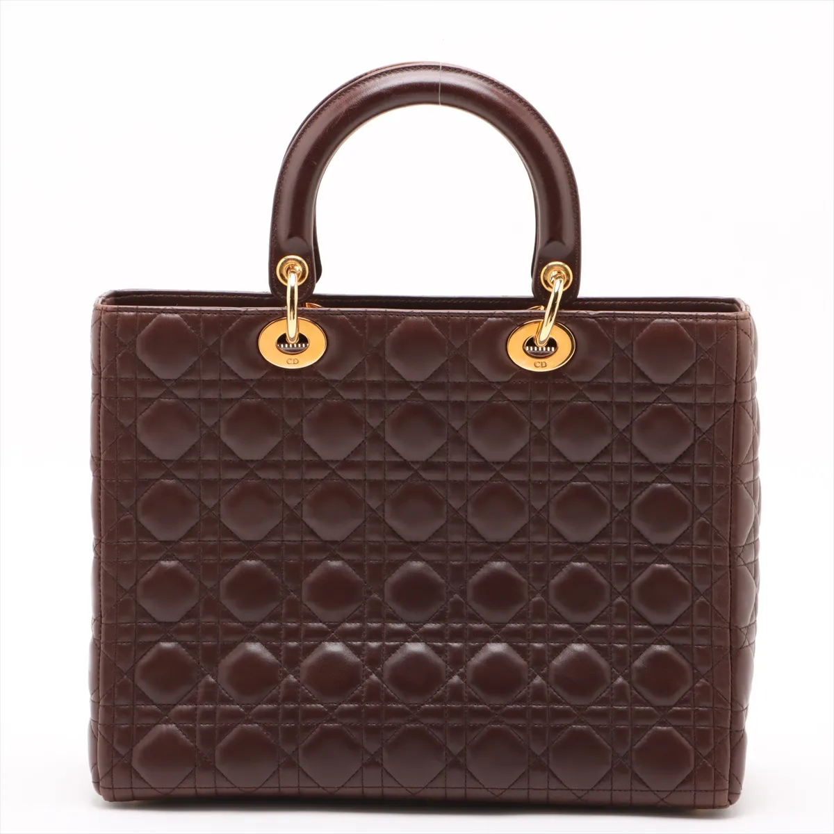 Lady Dior Cannage Large Leather 2WAY Handbag Brown Bearer Guarantee — view 2
