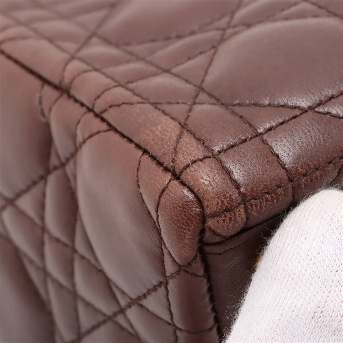 Lady Dior Cannage Large Leather 2WAY Handbag Brown Bearer Guarantee — view 12