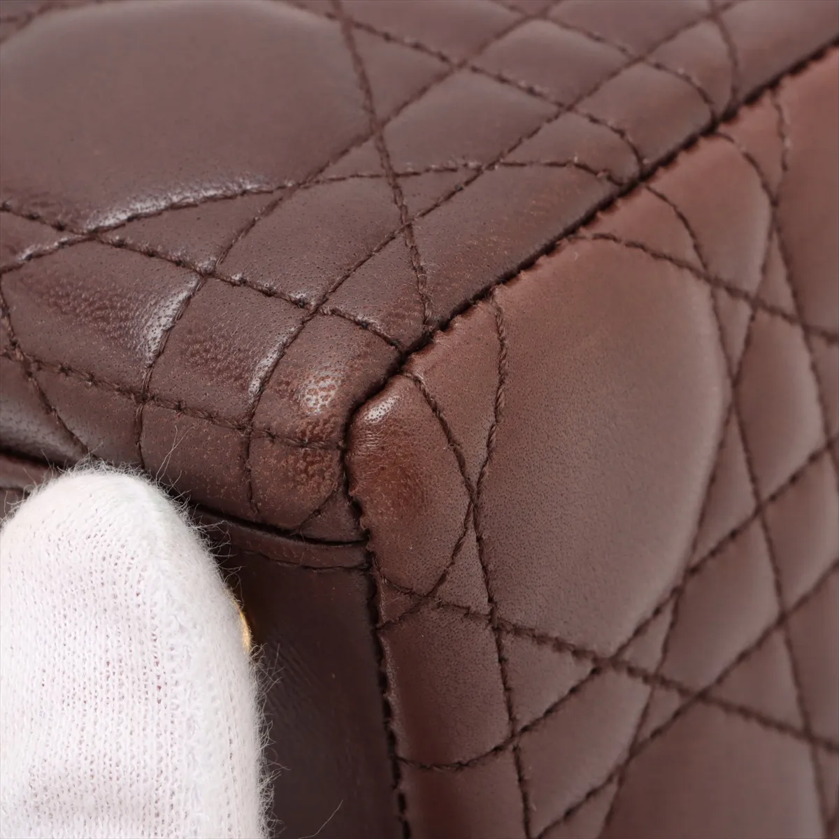 Lady Dior Cannage Large Leather 2WAY Handbag Brown Bearer Guarantee — view 13