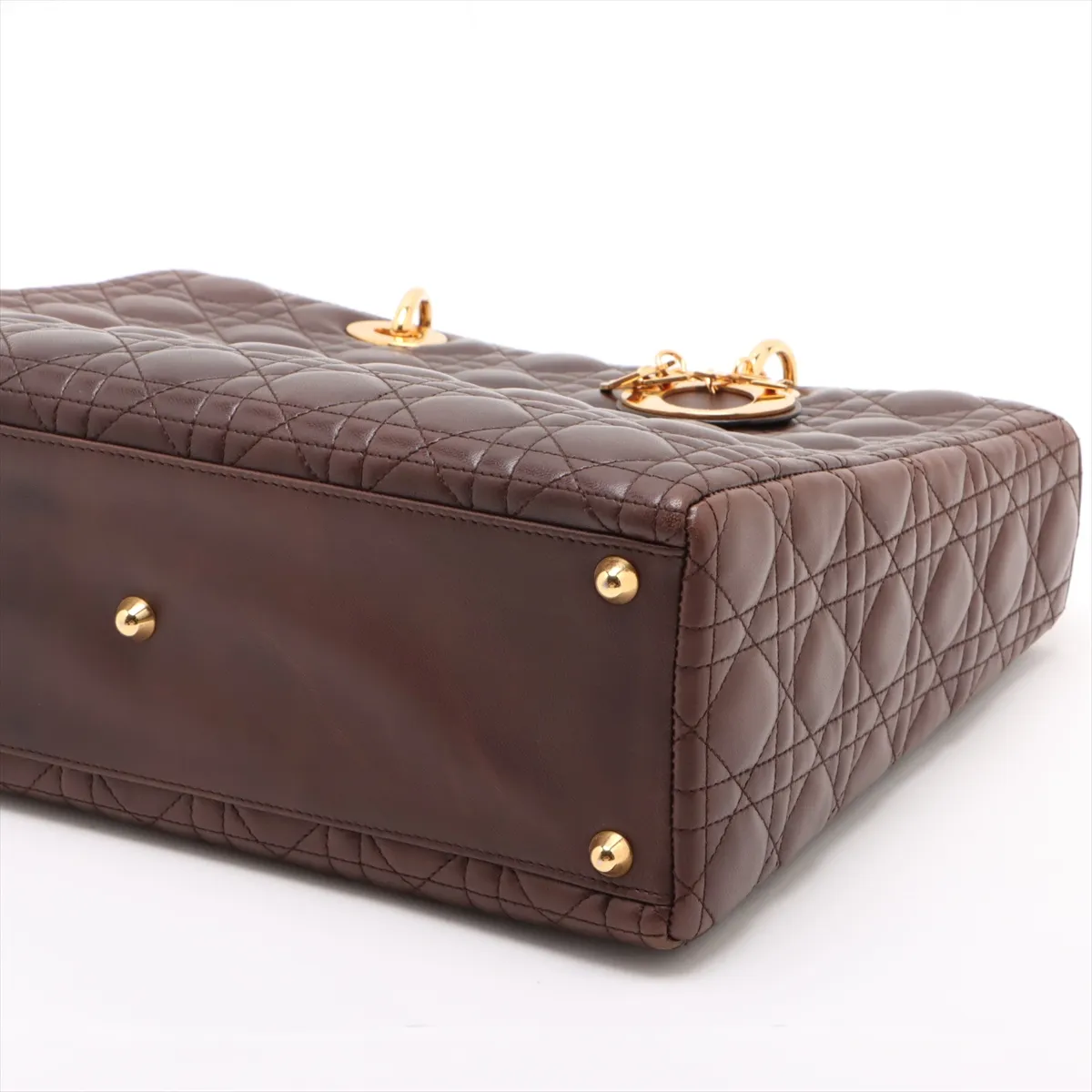 Lady Dior Cannage Large Leather 2WAY Handbag Brown Bearer Guarantee — view 3