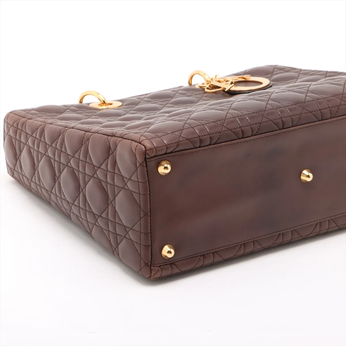 Lady Dior Cannage Large Leather 2WAY Handbag Brown Bearer Guarantee — view 4