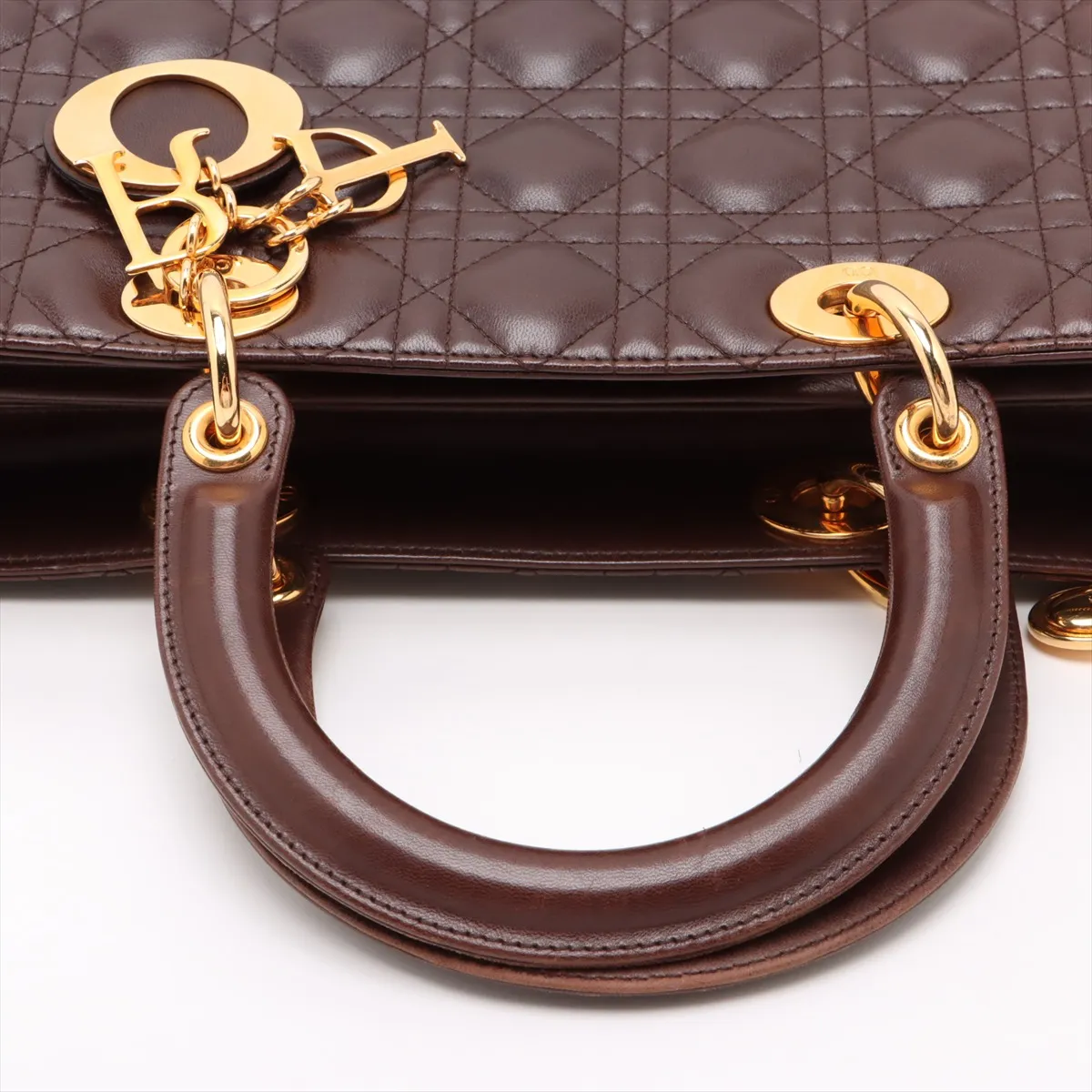 Lady Dior Cannage Large Leather 2WAY Handbag Brown Bearer Guarantee — view 5