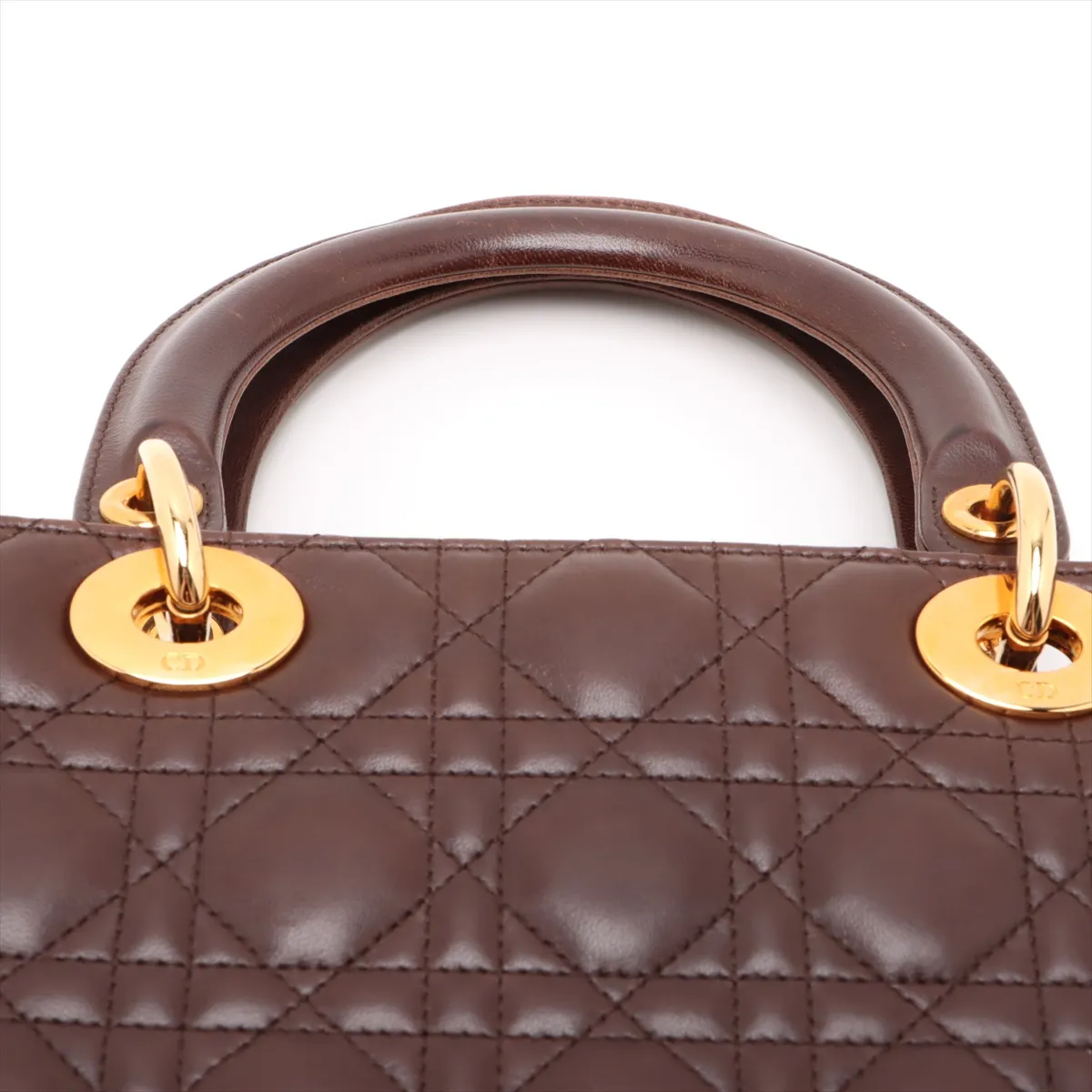 Lady Dior Cannage Large Leather 2WAY Handbag Brown Bearer Guarantee — view 6