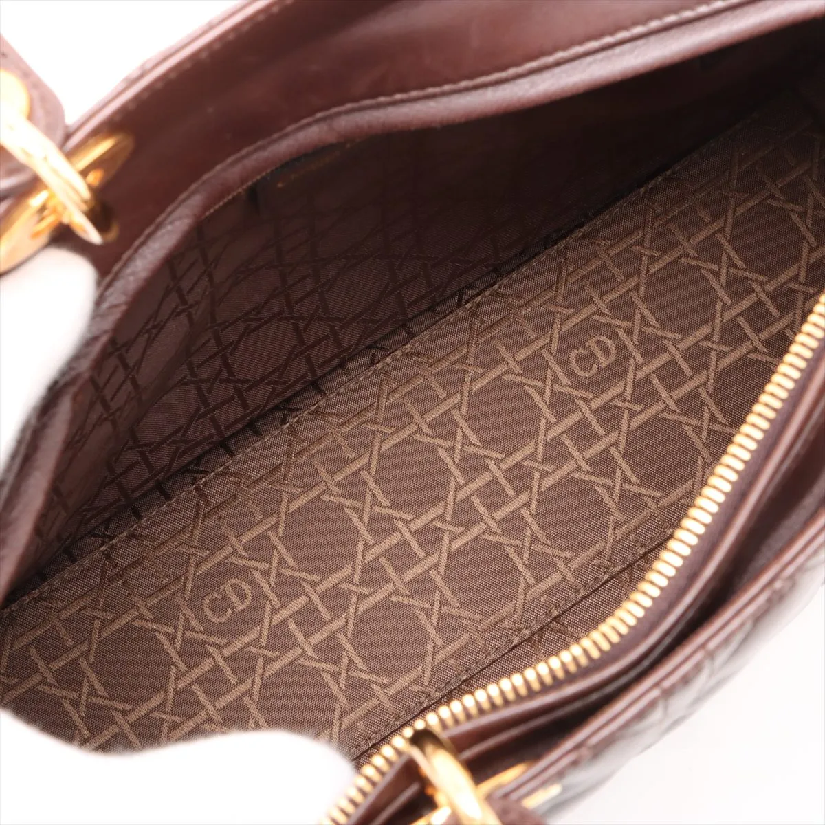 Lady Dior Cannage Large Leather 2WAY Handbag Brown Bearer Guarantee — view 8