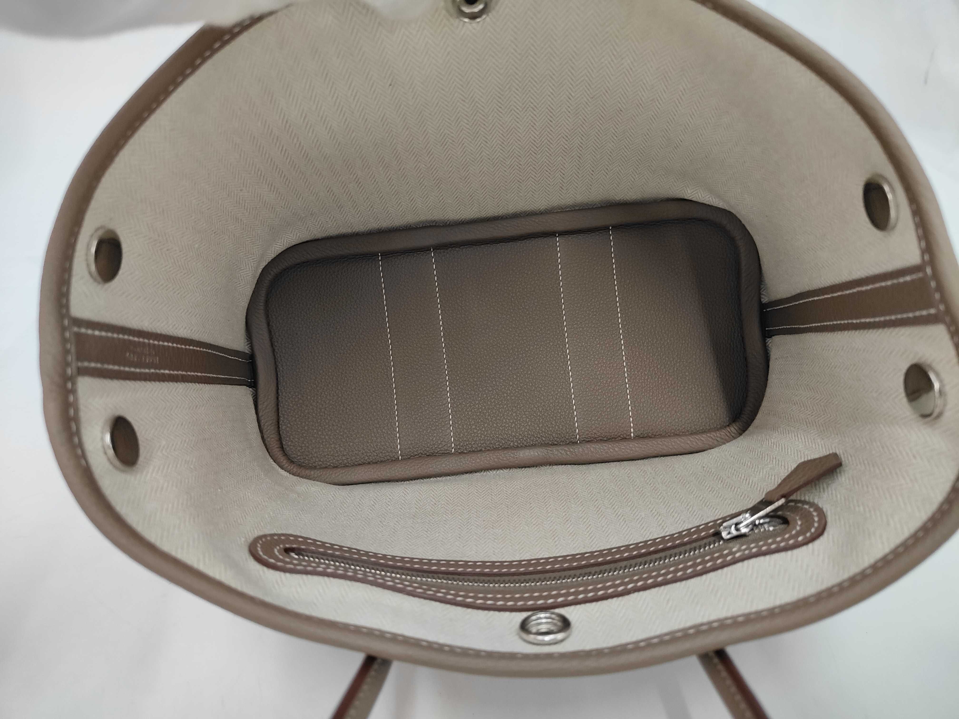 Garden Party Neo Etoupe Togo Silver Hardware G Stamp Handbag — view 8