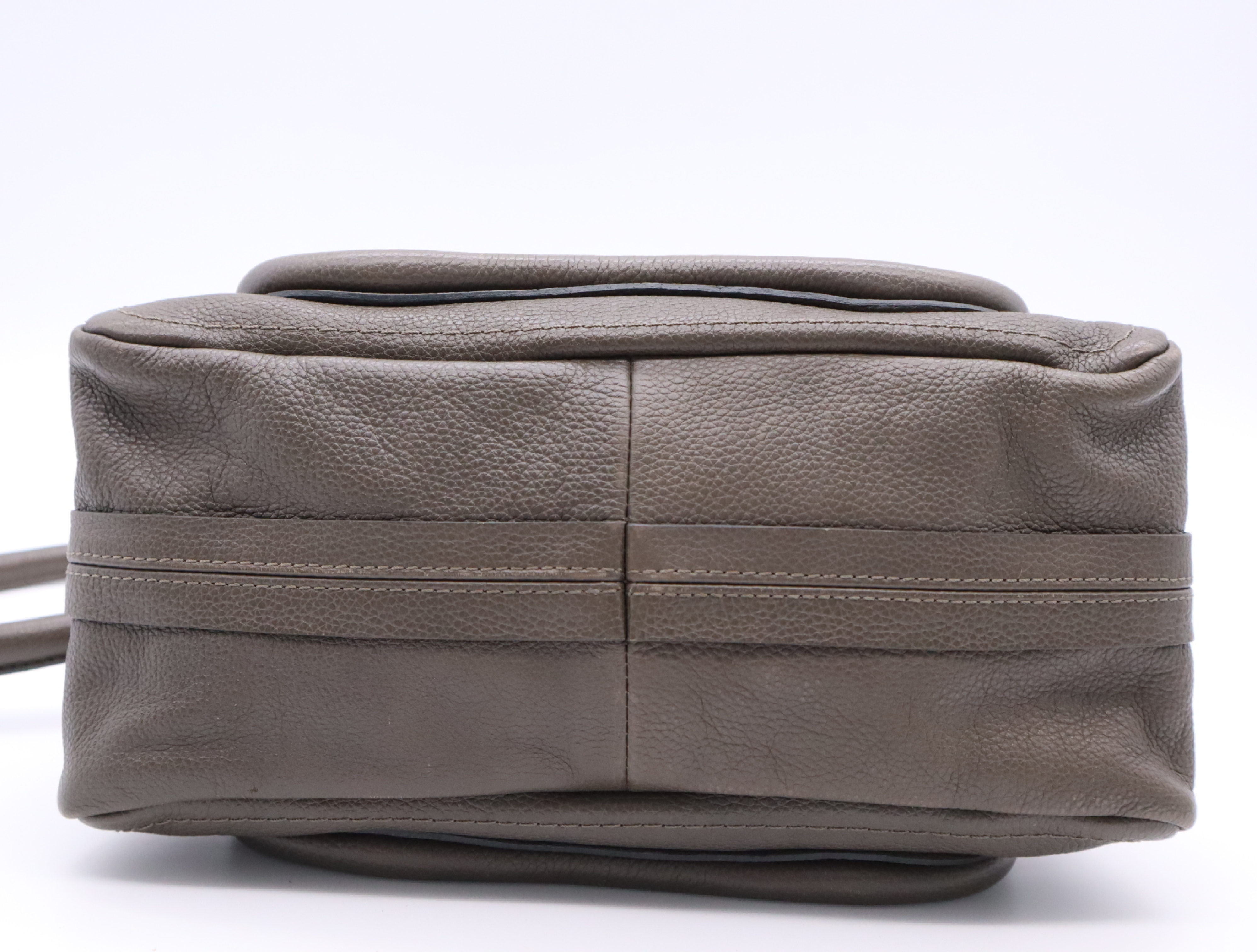 Leather Signature Mini Field Bag Shoulder Bag Black/White with Dust Bag (Handbag) — view 4