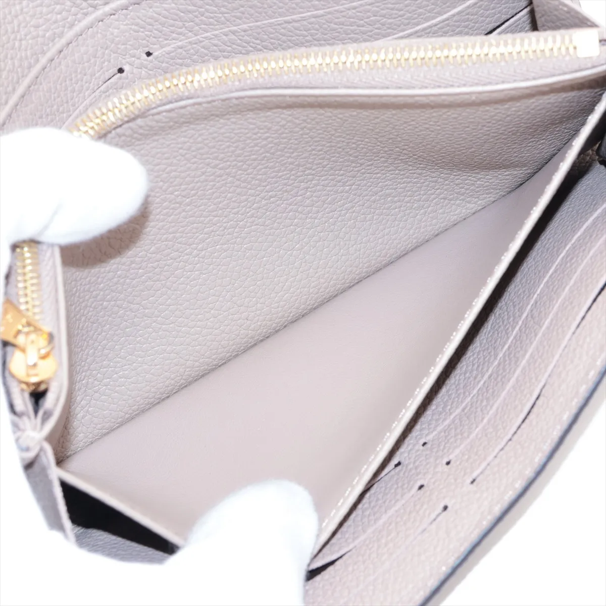 Bicolor Monogram Empreinte Portefeuille Sarah NM M81049 Tourterelle x Crème Long Wallet (RFID detected) — view 6