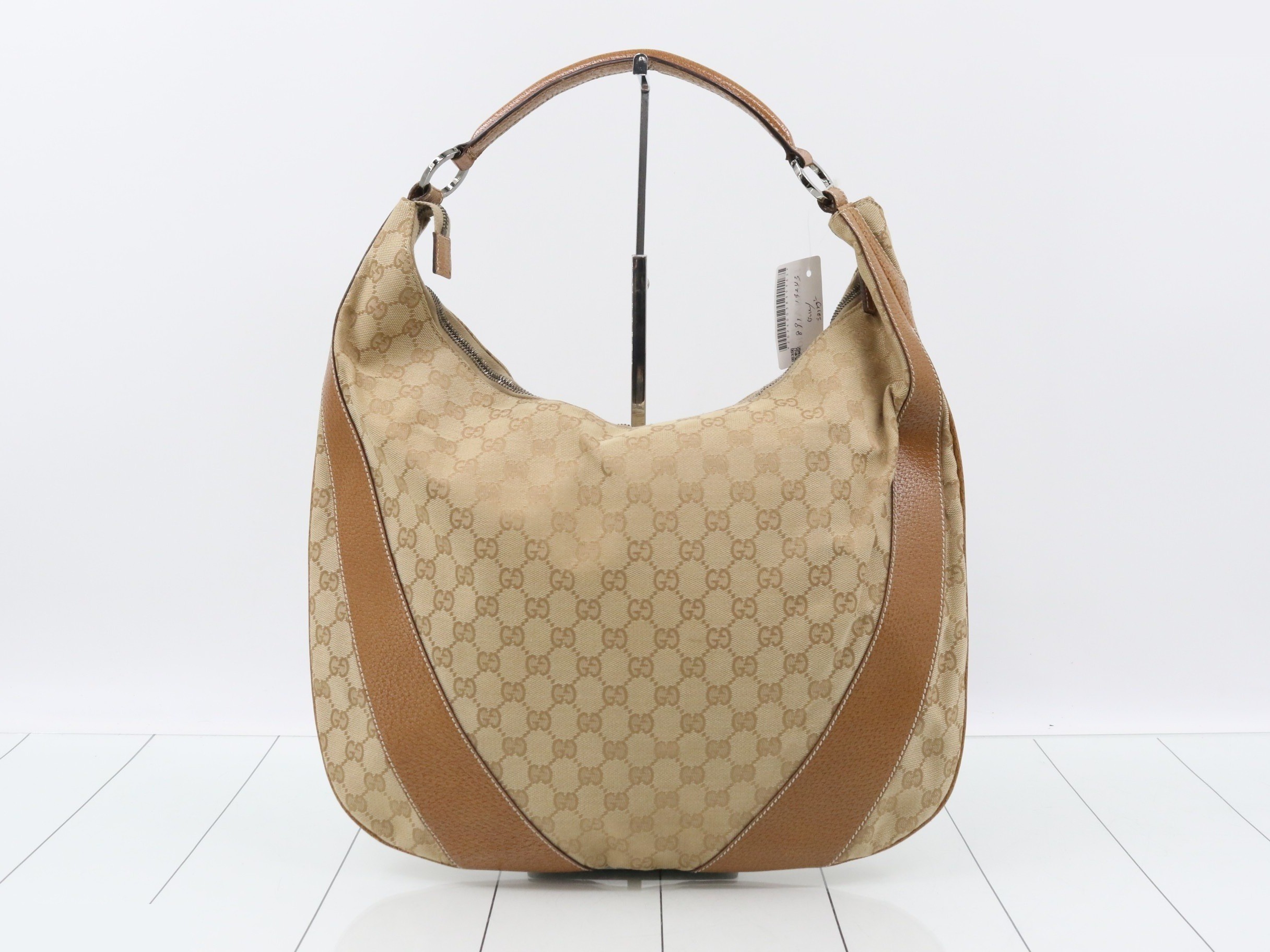 GG Canvas Shoulder Bag, Canvas/Leather, Brown — view 2
