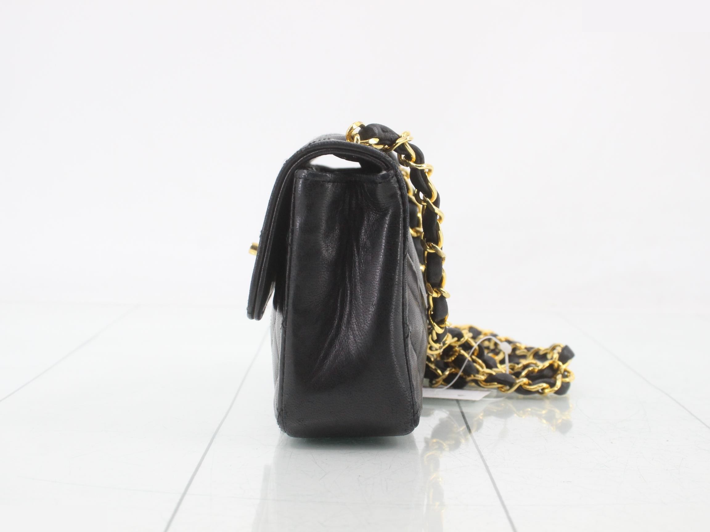 Matelassé Chain Shoulder Bag, Black — view 3